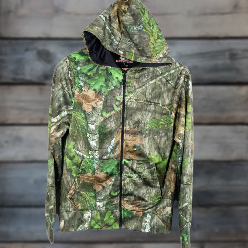 Vintage Mossy Oak Zip Hoodie Women's M Green Camo Sweatshirt Camouflage Polyester 90s Retro Nature Mossy Oak Hoodie Mens Womens Girls? Size M / US 6-8 / IT 42-44 - 1 Thumbnail