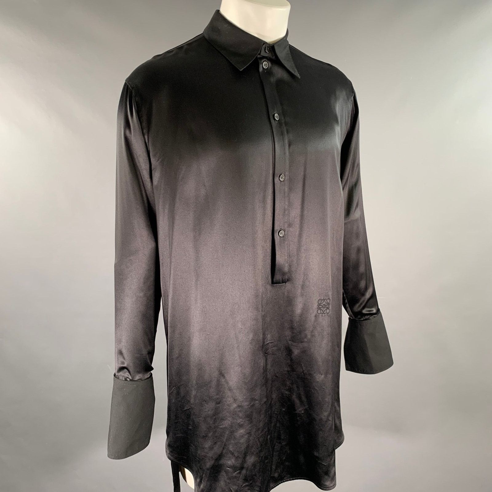Loewe LOEWE Size S Black Silk Tunic Long Sleeve Shirt Size US S / EU 44-46 / 1 - 2 Thumbnail