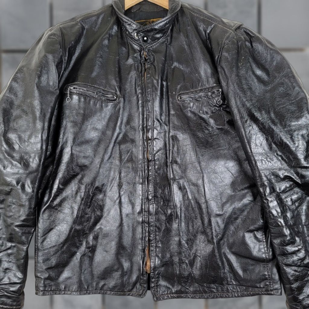 VINTAGE Beau Breed Leather Jacket Men’s 44 Biker Motorcycle Shirt