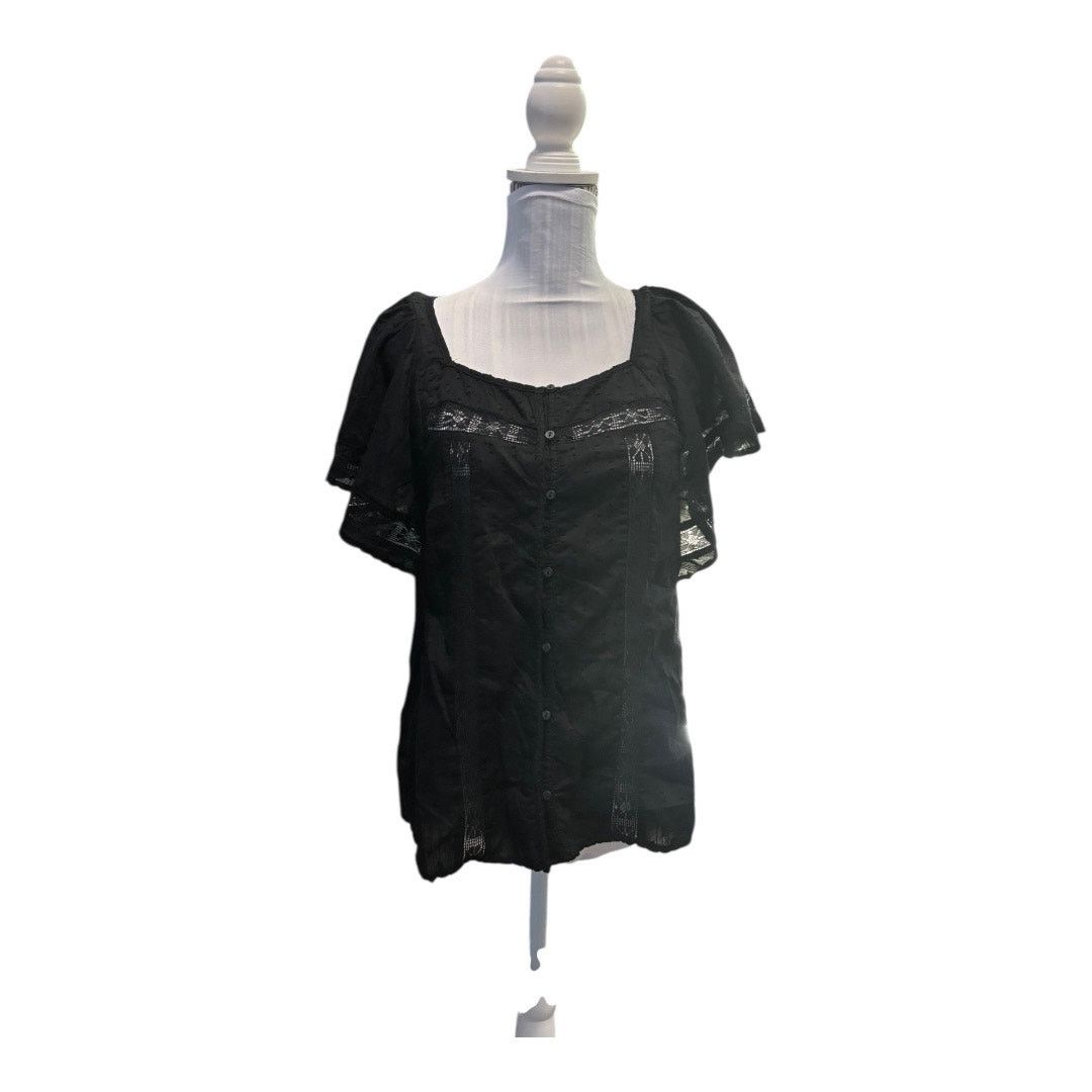 Old Navy Old Navy Black Eyelet Blouse Size S Tall NWT Size S / US 4 / IT 40 - 1 Thumbnail