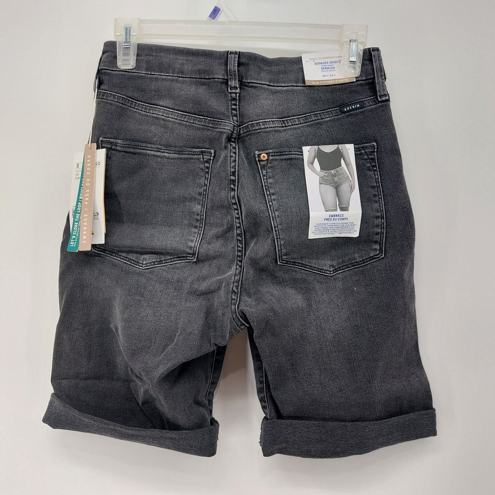 H&M H&M Bermuda Black Denim Shorts High Waist Womens US 6 Size 28" / US 6 / IT 42 - 2 Thumbnail