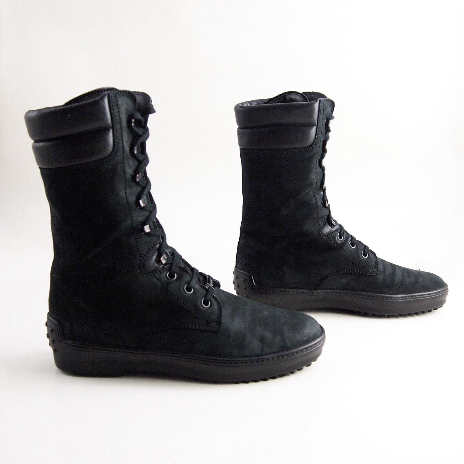 Tod's TODs Combat Boots Black Suede Suede Size US 7 EU 37 $620 Size US 7 / IT 37 - 4 Thumbnail