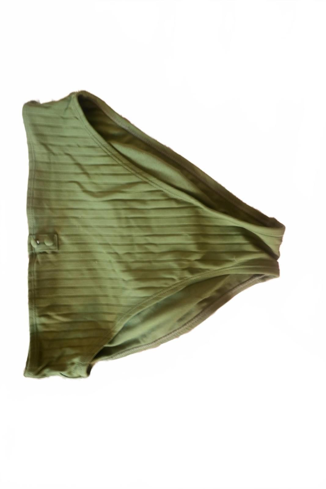 Other Olive Green Ribbed Bikini Bottoms with Buckle Detail Medium Size ONE SIZE - 1 Thumbnail