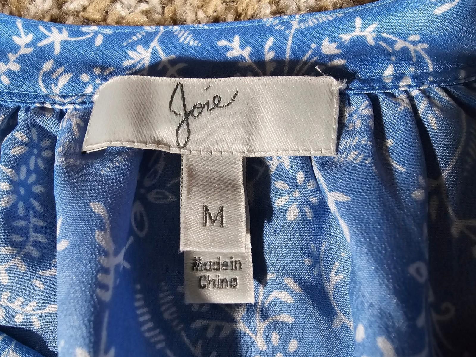 Jones New York Joie Jore Medium Blue White Leaf Top Size M / US 6-8 / IT 42-44 - 3 Thumbnail