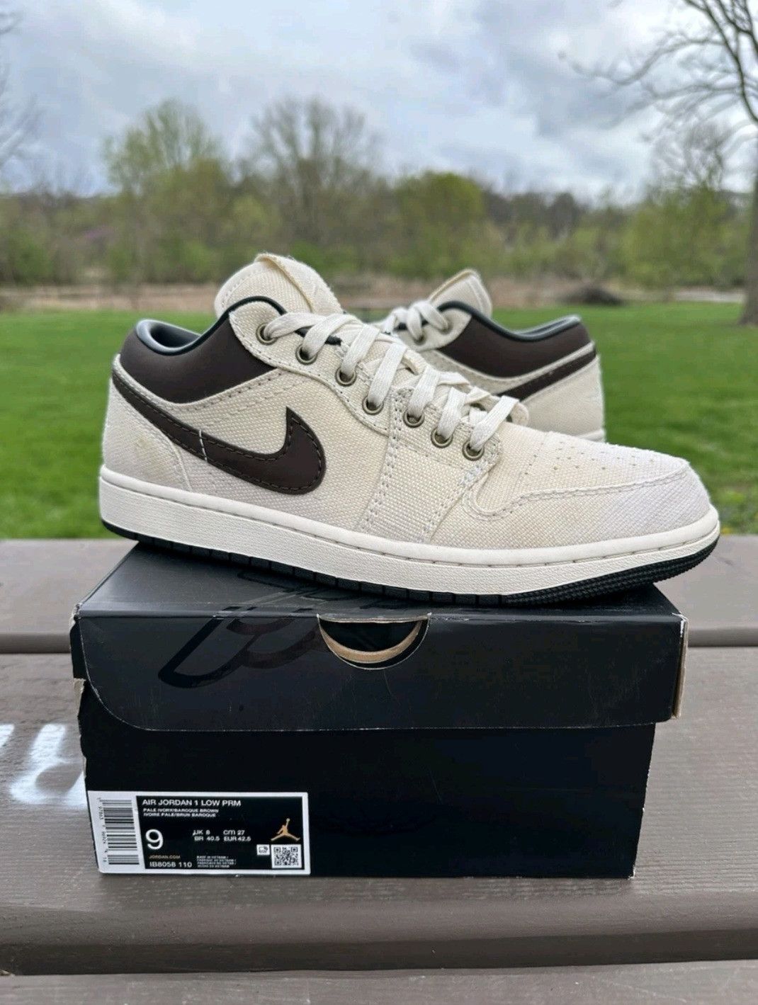 Jordan Brand Air Jordan Retro 1 Low Premium Ivory Baroque Brown Size 9 Size US 9 / EU 42 - 1 Thumbnail