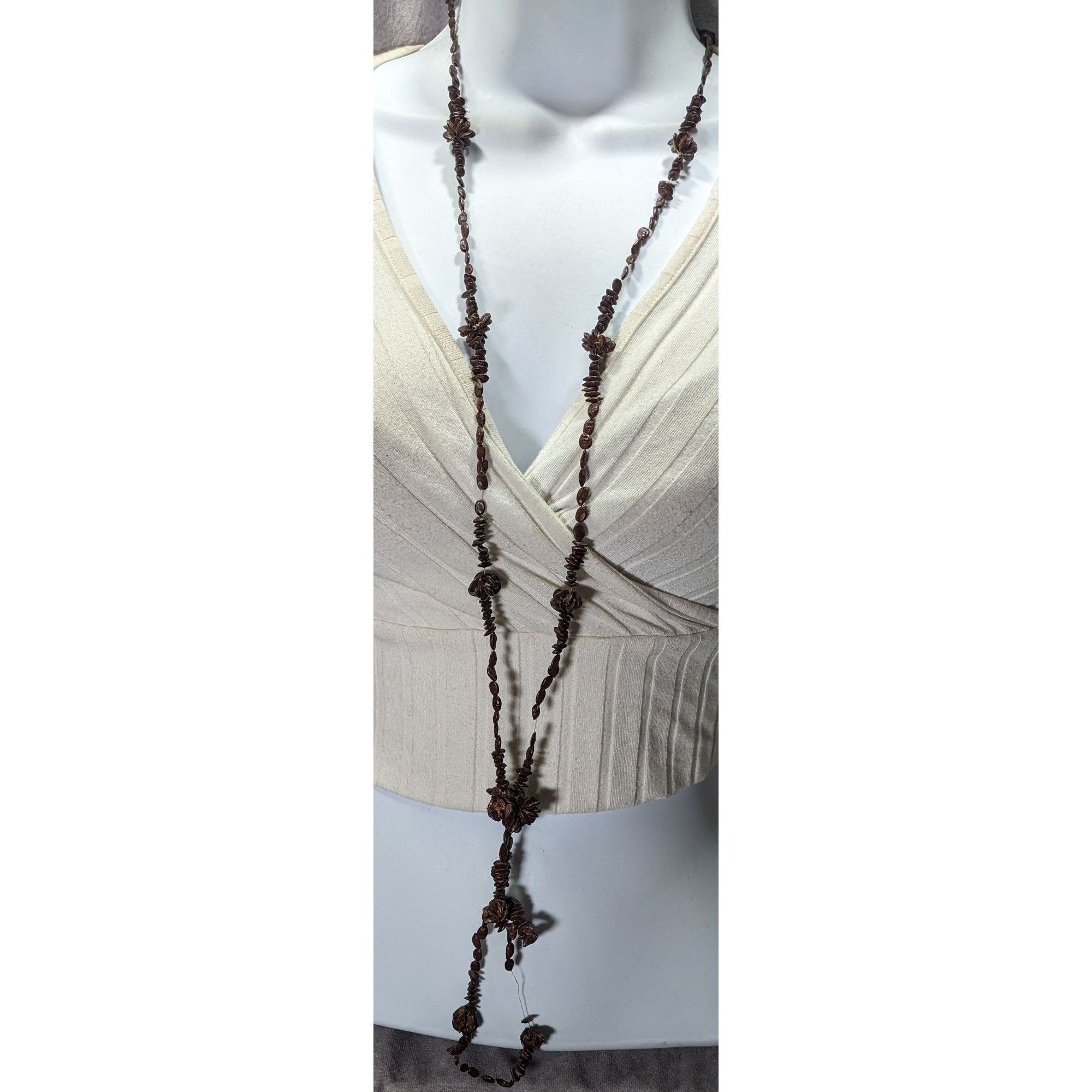 Handmade Handcrafted Apple Seed Dark Brown Beaded Necklace Size ONE SIZE - 2 Thumbnail