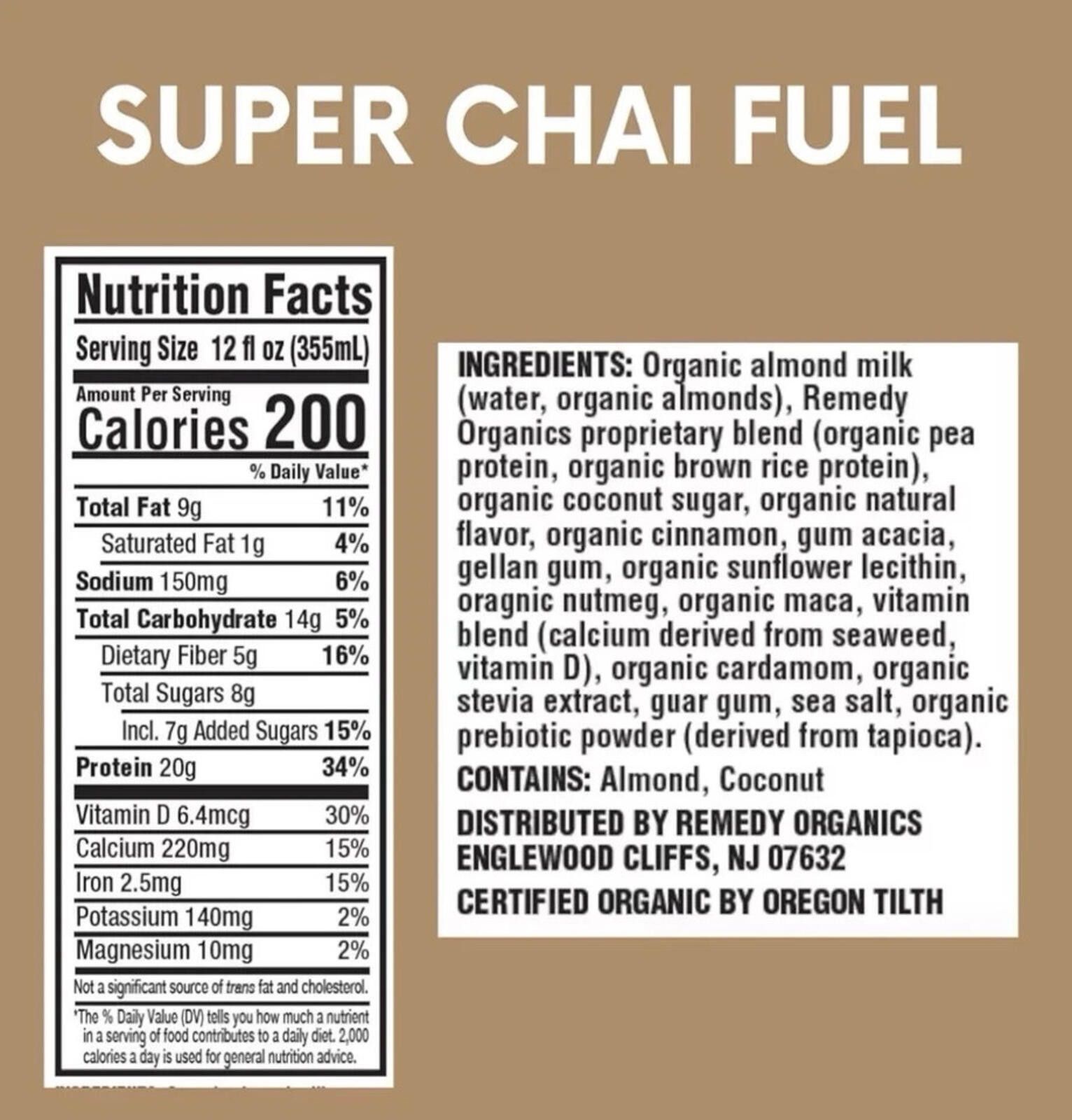 Other Remedy Organics Super Chai Fuel 12 Pack Plant Protein Shake Size ONE SIZE - 4 Thumbnail