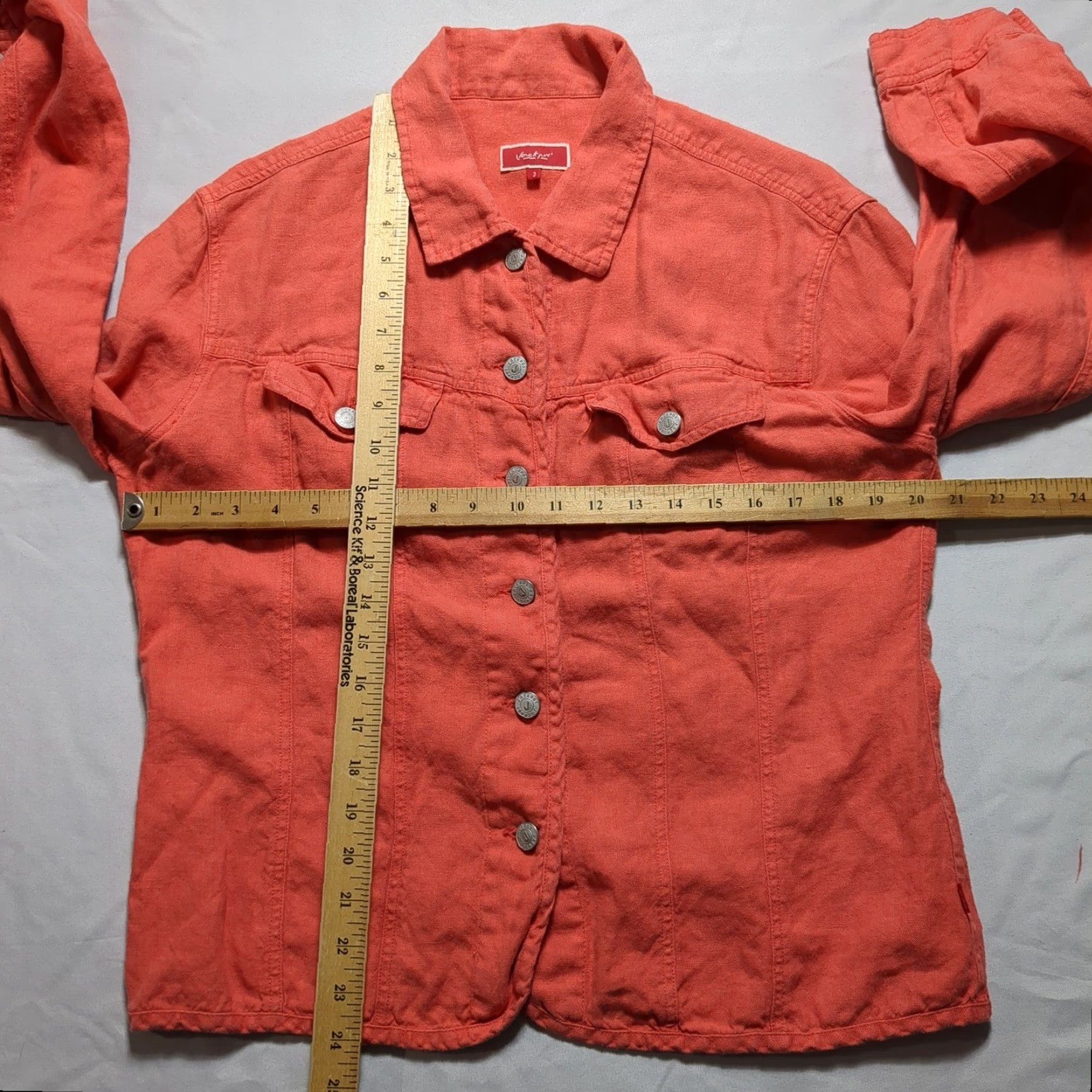 Vintage VINTAGE Jackpot by Carli Gry Babette Linen Trucker Jacket Coral Womens 3 Medium? VTG Y2K Size L / US 10 / IT 46 - 6 Thumbnail