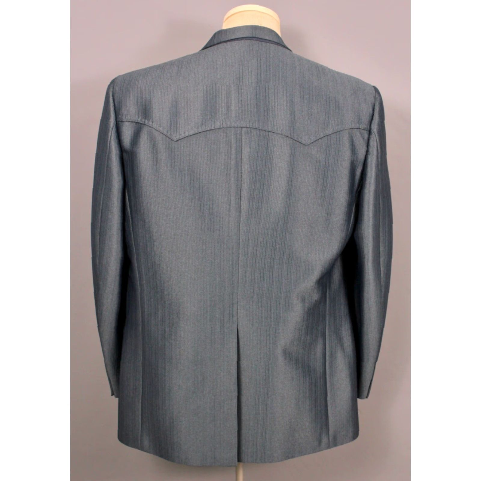 Vintage VINTAGE Sewell Men's VTG 70s Dark Blue 3 PC Western Leisure Suit Sz L 1970s Disco Polyester Men’s Shirt Size 36R - 4 Thumbnail