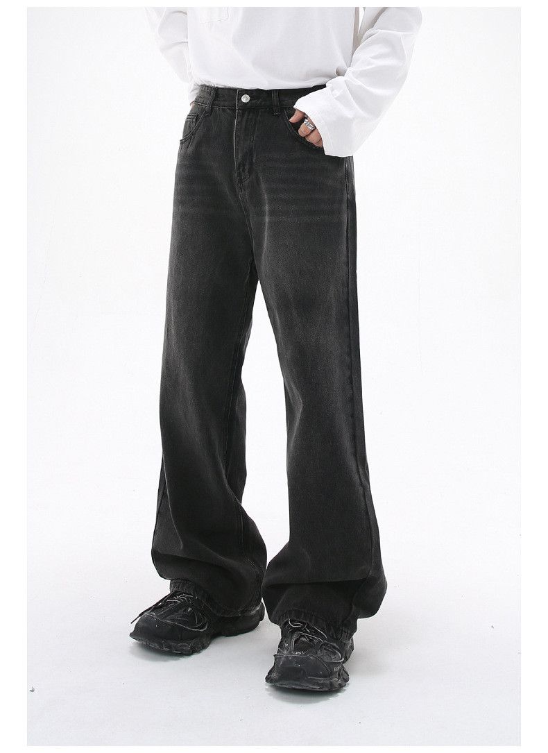 Japanese Brand × Jean Black grey loose straight wide-leg washed jeans Size US 32 / EU 48 - 3 Thumbnail