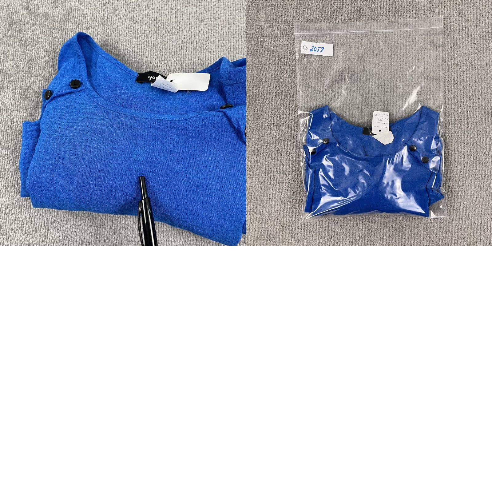 Vintage Yushi Blouse Top Womens M Blue Crewneck 3/4 Sleeve Pullover Button Accents Regular Fit Classic Casual Shirt Size M / US 6-8 / IT 42-44 - 8 Thumbnail