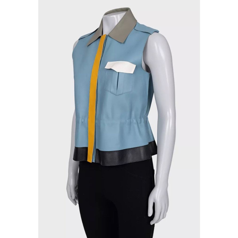 Fendi Fendi Blue Leather Multicolor Vest, Size IT40/S Size S / US 4 / IT 40 - 2 Thumbnail