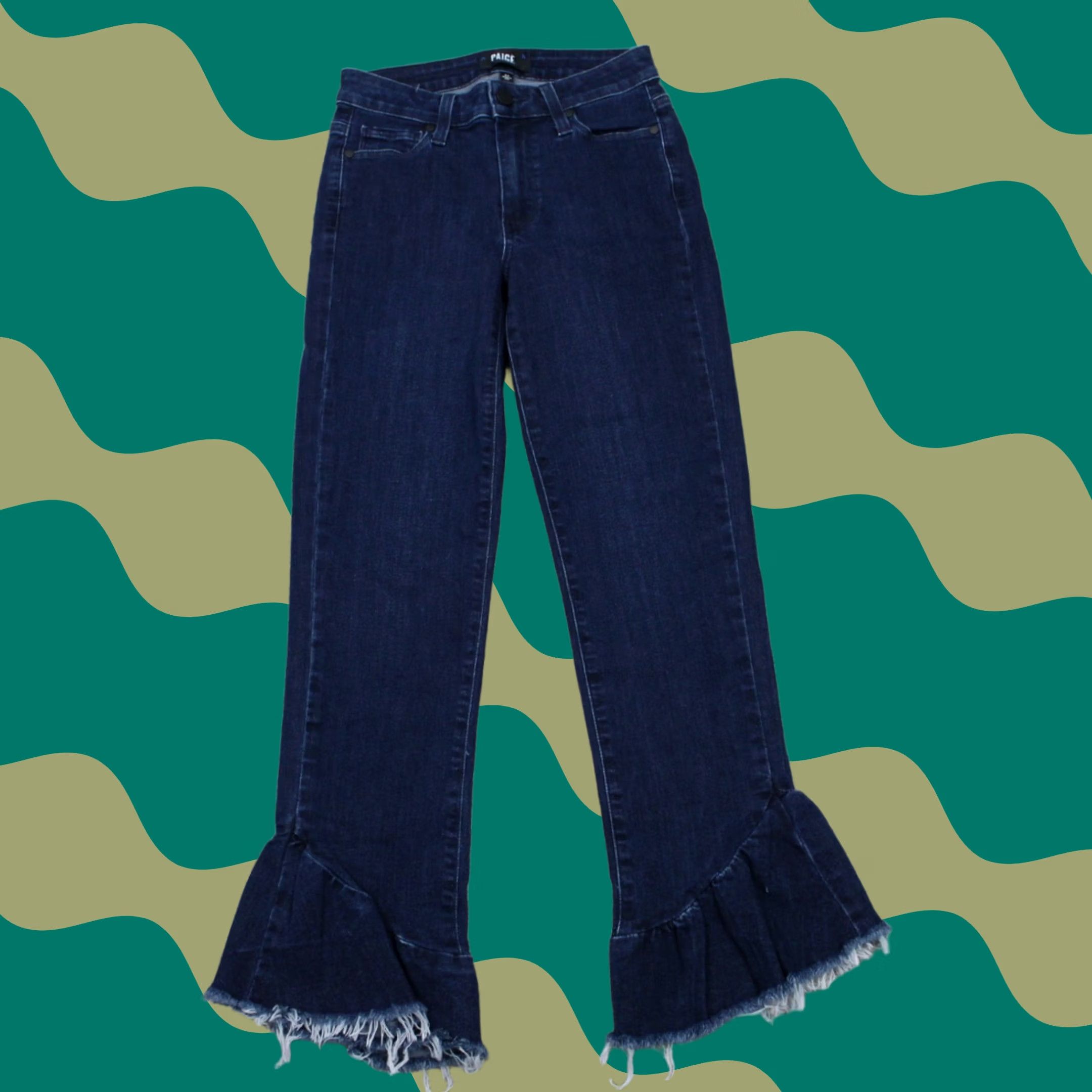 Paige Paige Merritt Flora Jeans Womens 24 Blue City USA 27 Inseam Stretch Denim Straight 5-Pocket 95% Cotton 4% Spandex 1% Elastane Size 42" / US 20 - 1 Thumbnail