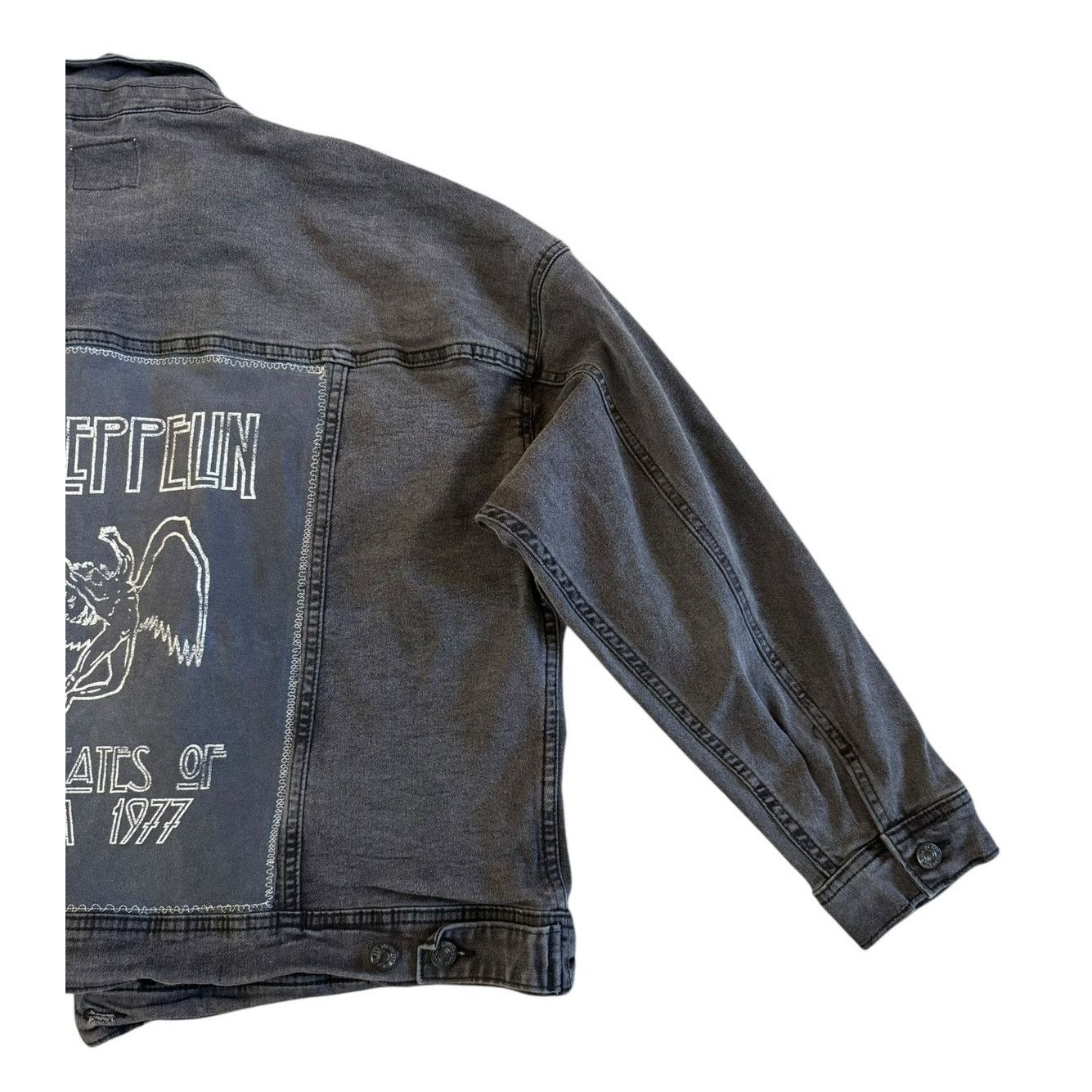 Led Zeppelin LED ZEPPELIN Upcycled Gray Denim Jacket Retro Vintage 2X Size XXL / US 16-18 / IT 52-54 - 9 Thumbnail