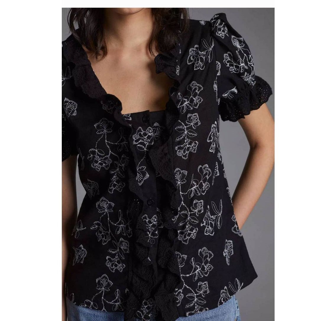 Anthropologie New Anthropologie ESPECIA Embroidered Ruffled Blouse $190 Size S / US 4 / IT 40 - 2 Thumbnail
