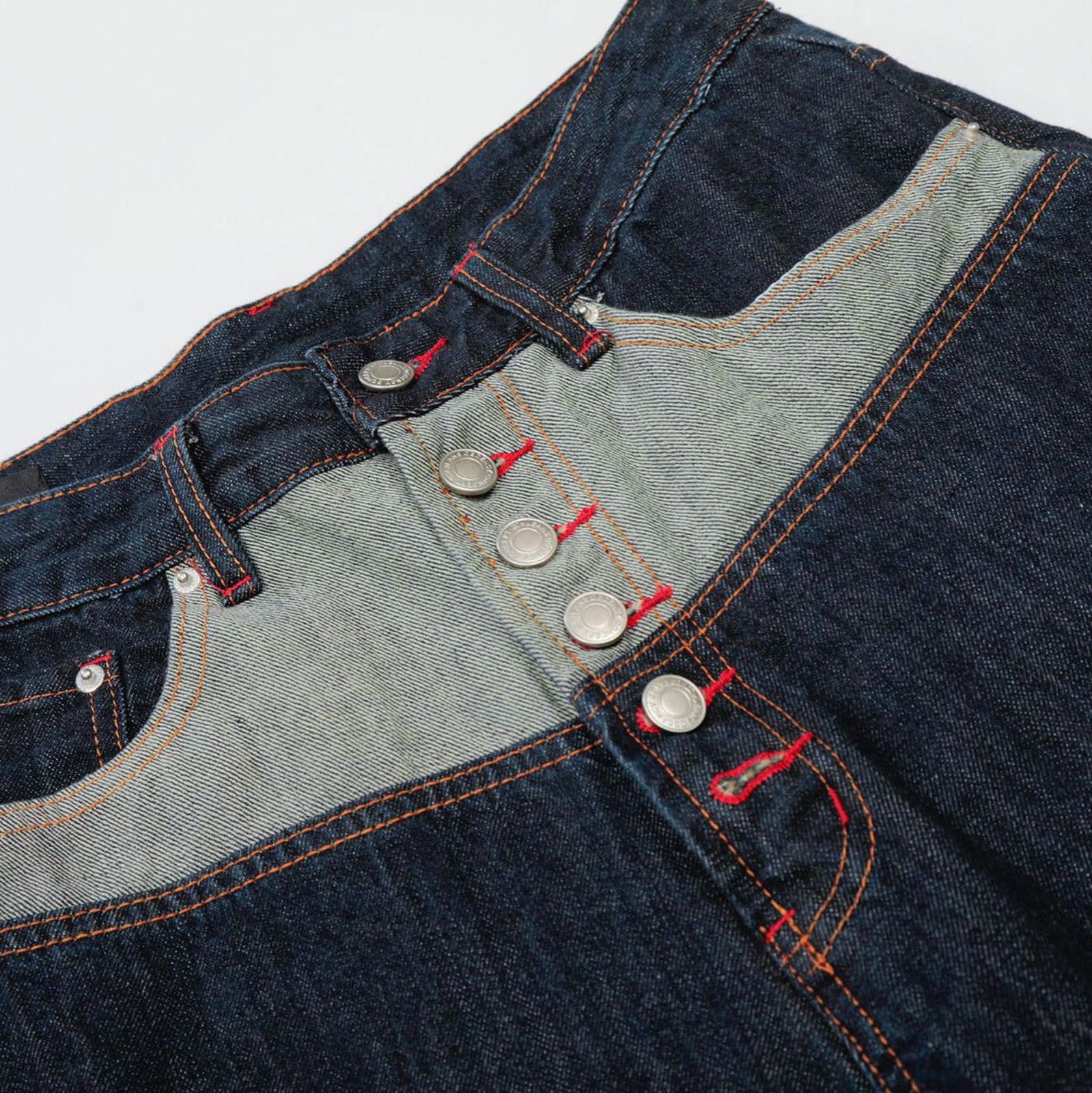 Jean Dark Blue Wide Leg Denim Jeans, High Waist Button Fly Size US 32 / EU 48 - 4 Thumbnail