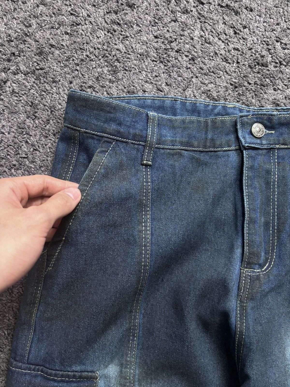 Vintage Vintage wide leg rare night blue baggy flared cargo jeans Size US 33 - 9 Thumbnail