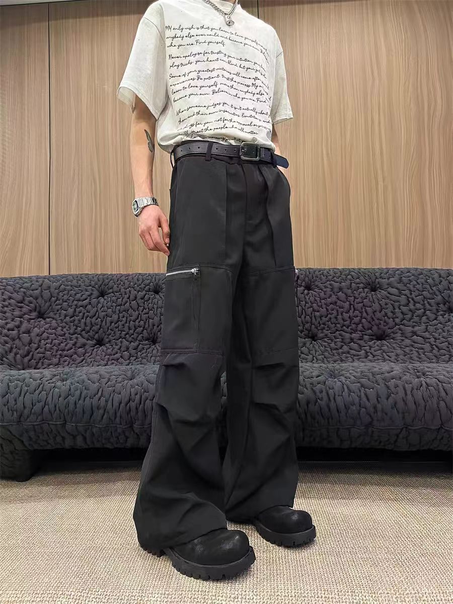 Japanese Brand × Vintage Casual Wide Leg Zipper Trousers Black Size US 34 / EU 50 - 5 Thumbnail