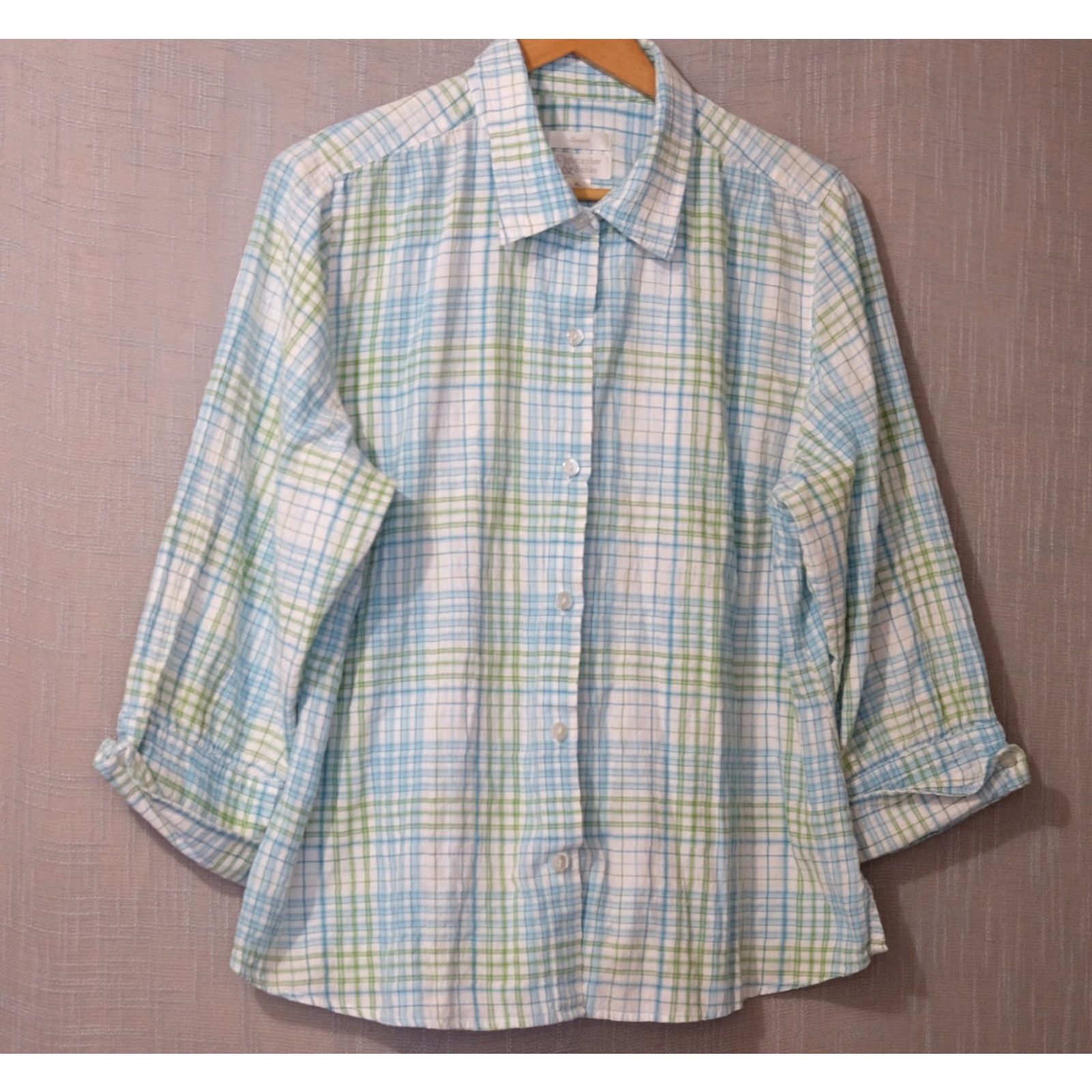 Vintage Christopher & Banks Plaid Button-Up 3/4 Sleeve Shirt Women's XL #A2-10 Size XL / US 12-14 / IT 48-50 - 2 Thumbnail