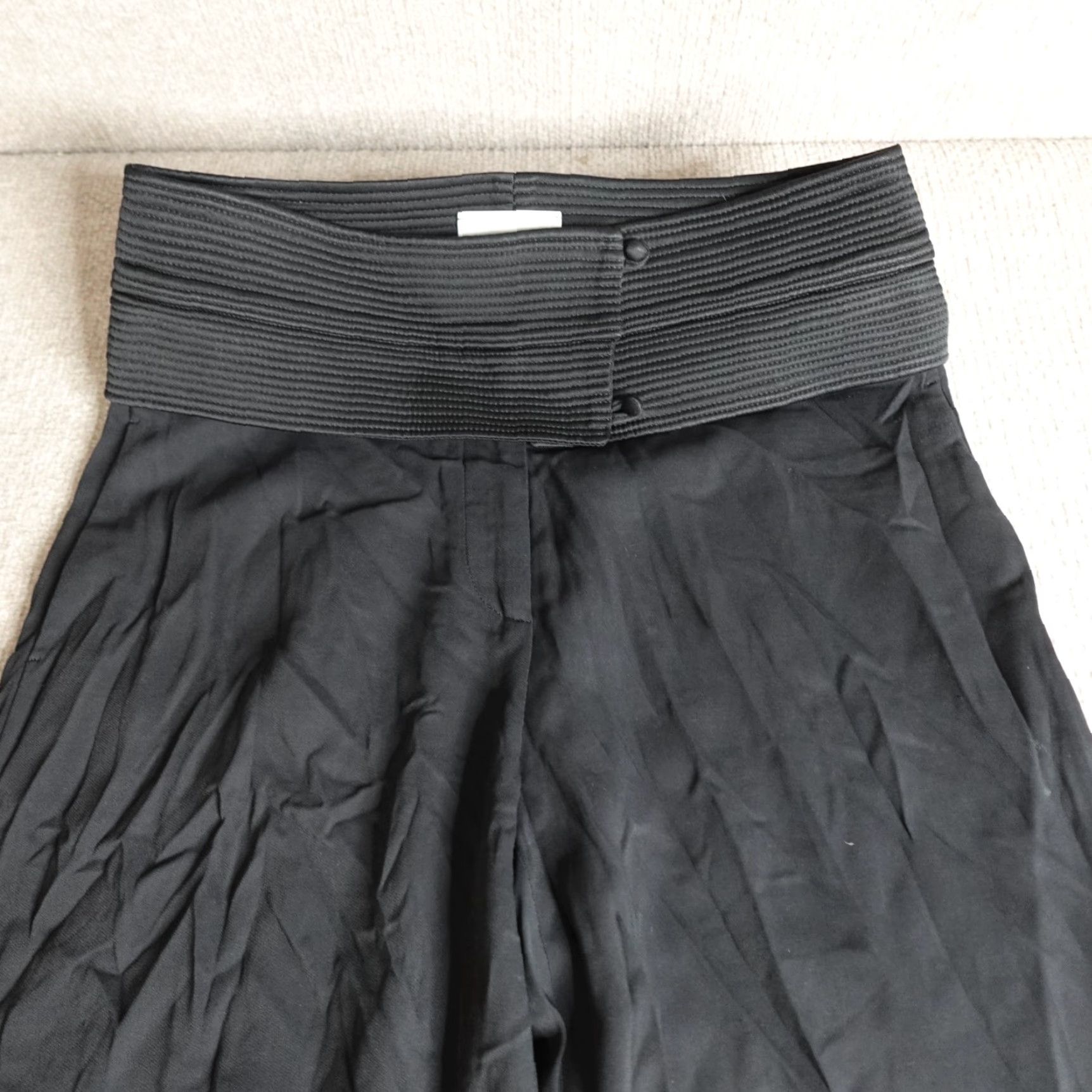 Vintage Arje Womens Pants Large Black Wide-Leg Cumberband Made in Italy Size 36" / US 14 / IT 50 - 2 Thumbnail