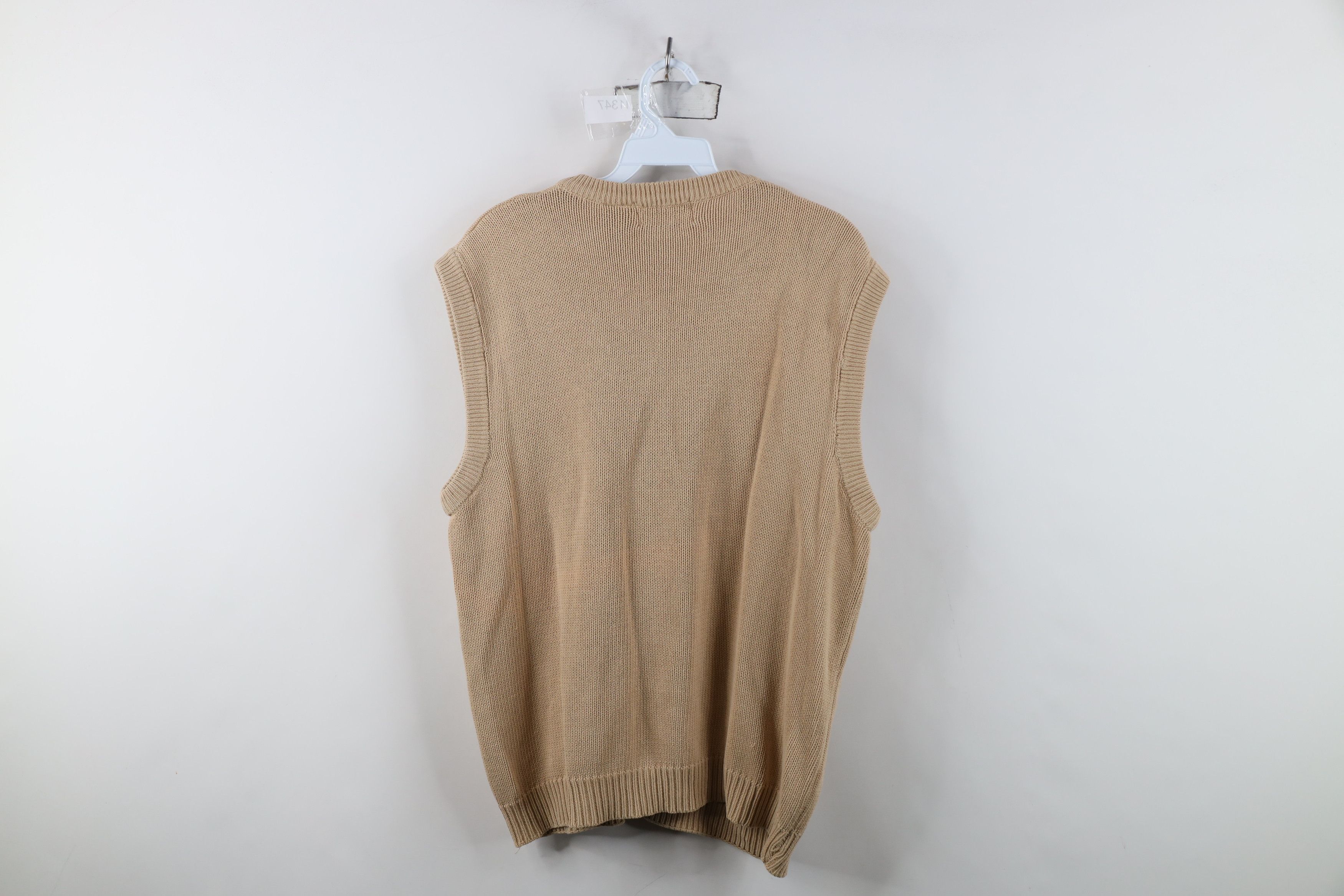 Vintage Vintage 90s Streetwear Blank Cotton Knit V-Neck Sweater Vest Size US L / EU 52-54 / 3 - 8 Thumbnail