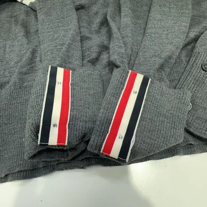 Thom Browne Thom Browne Gray Merino Wool V-Neck Cardigan -2507 Size US S / EU 44-46 / 1 - 4 Thumbnail