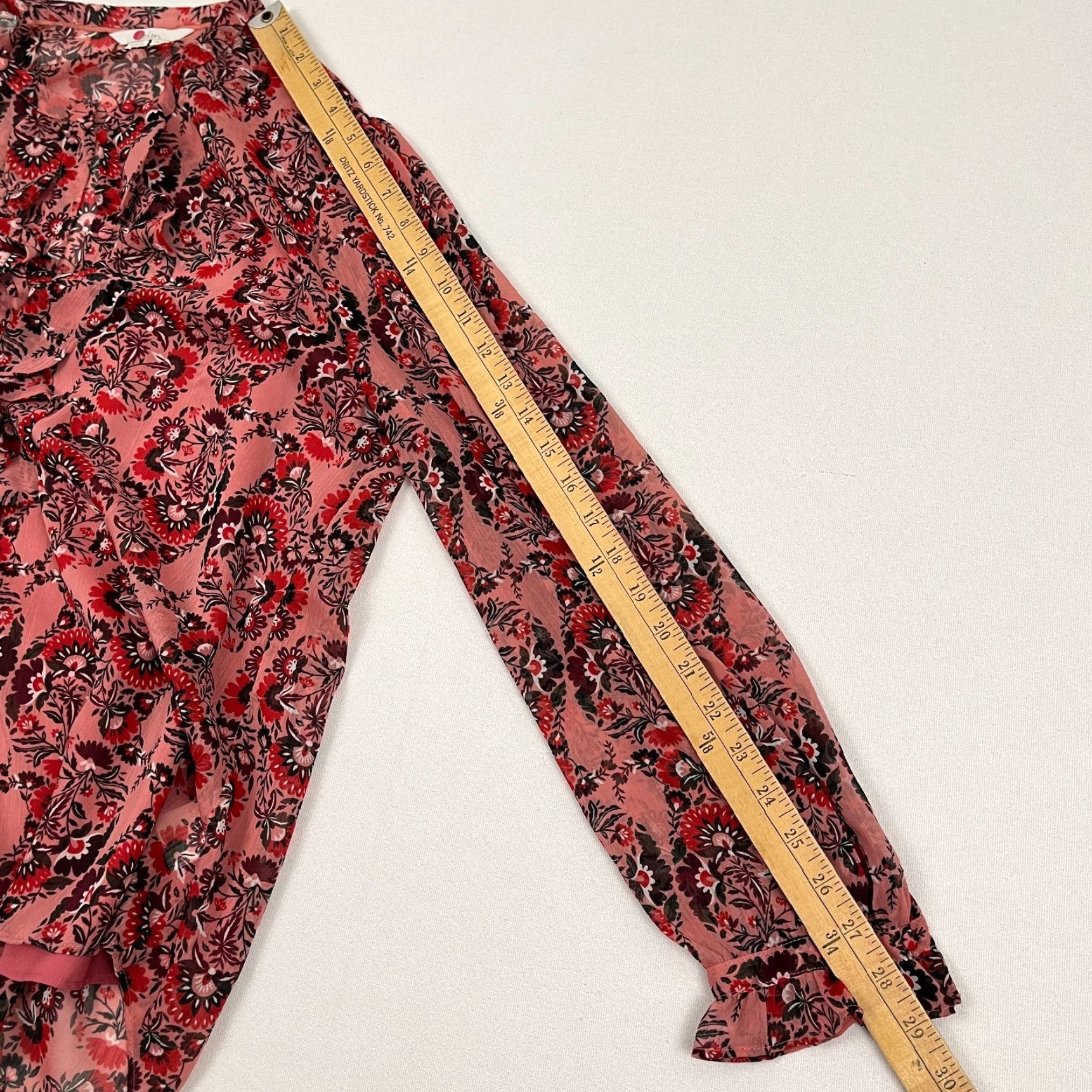 Boden VINTAGE Boden Blouse W/ Tank Top Womens UK 14 / US 10 Pink Red Floral Sheer Ruffle Boho Size L / US 10 / IT 46 - 6 Thumbnail