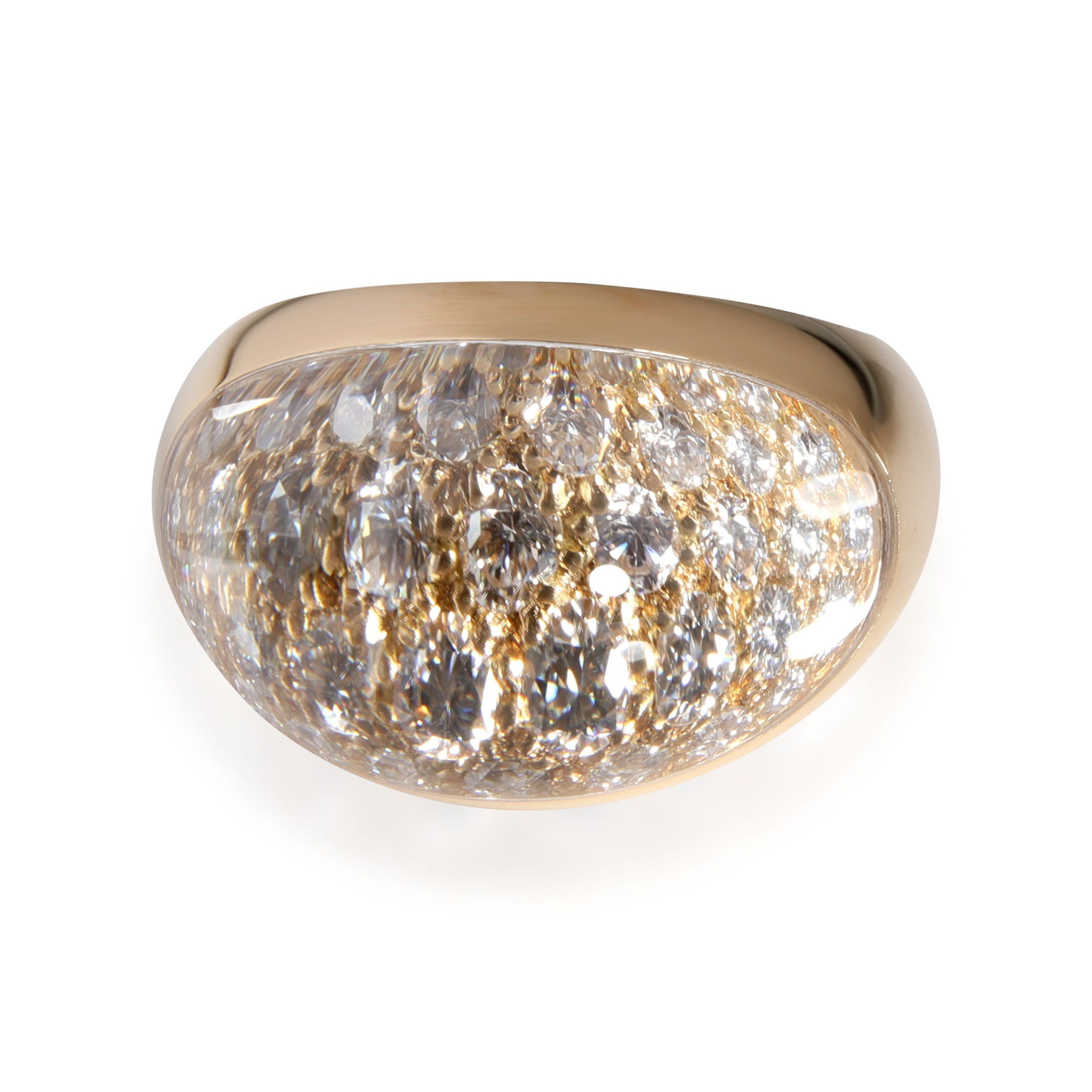 image of Cartier Myst Diamond & Crystal Dome Ring In 18K Yellow Gold 1.00 Ctw, Women's