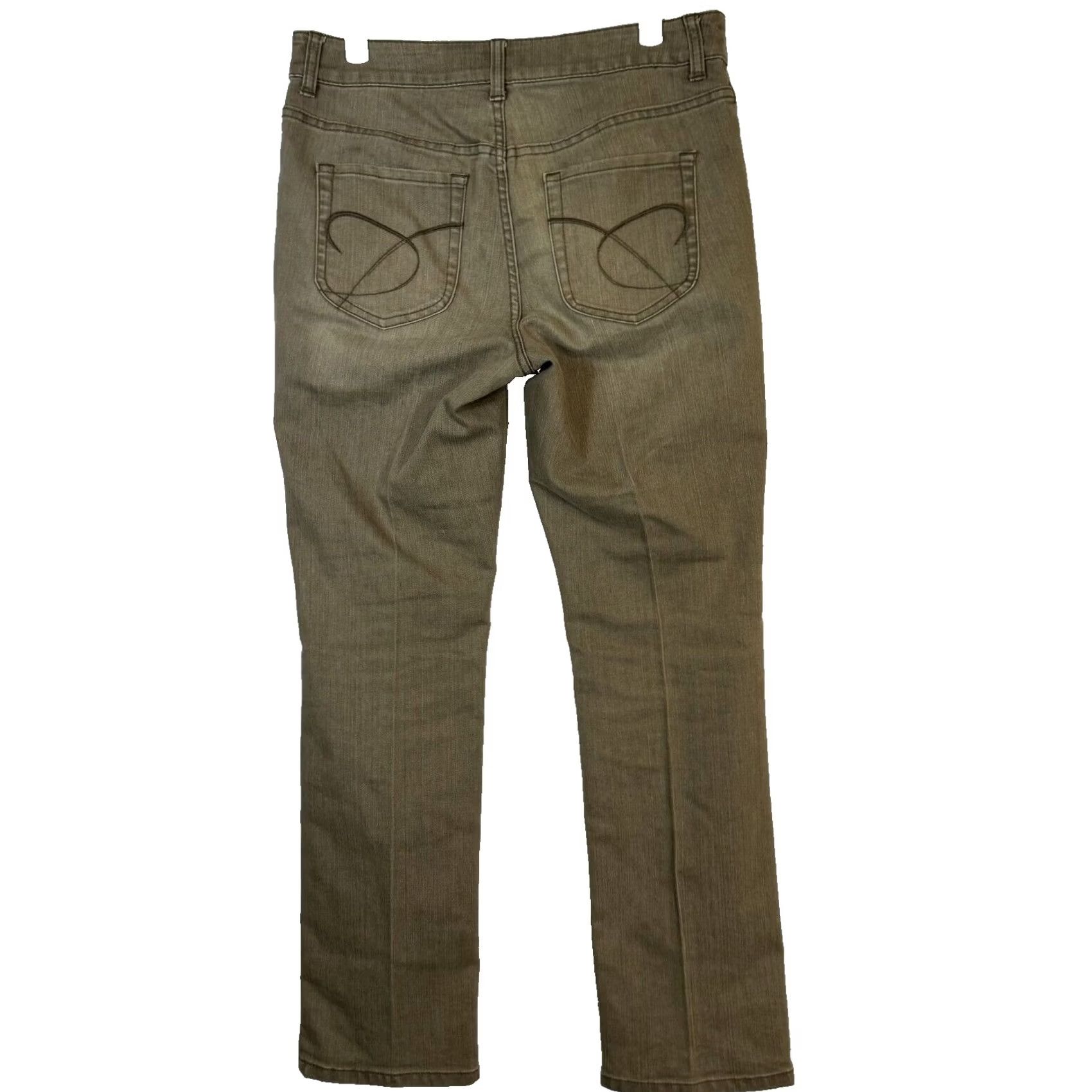 Vintage Chico's Platinum Jeans Women's XS Tan Stretch Whiskered Straight Leg Denim Size 26" / US 2 / IT 38 - 2 Thumbnail