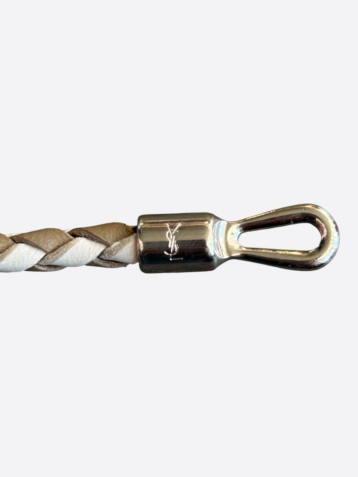 Saint Laurent Paris Saint Laurent Beige & Brown Braided Leather Bracelet Size ONE SIZE - 3 Thumbnail