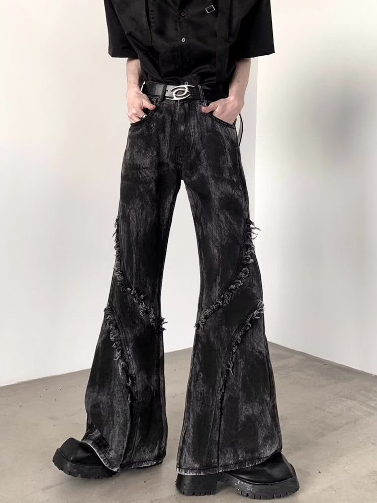 Japanese Brand Y2k Streetwear washed black baggy stacked Size US 27 - 3 Thumbnail