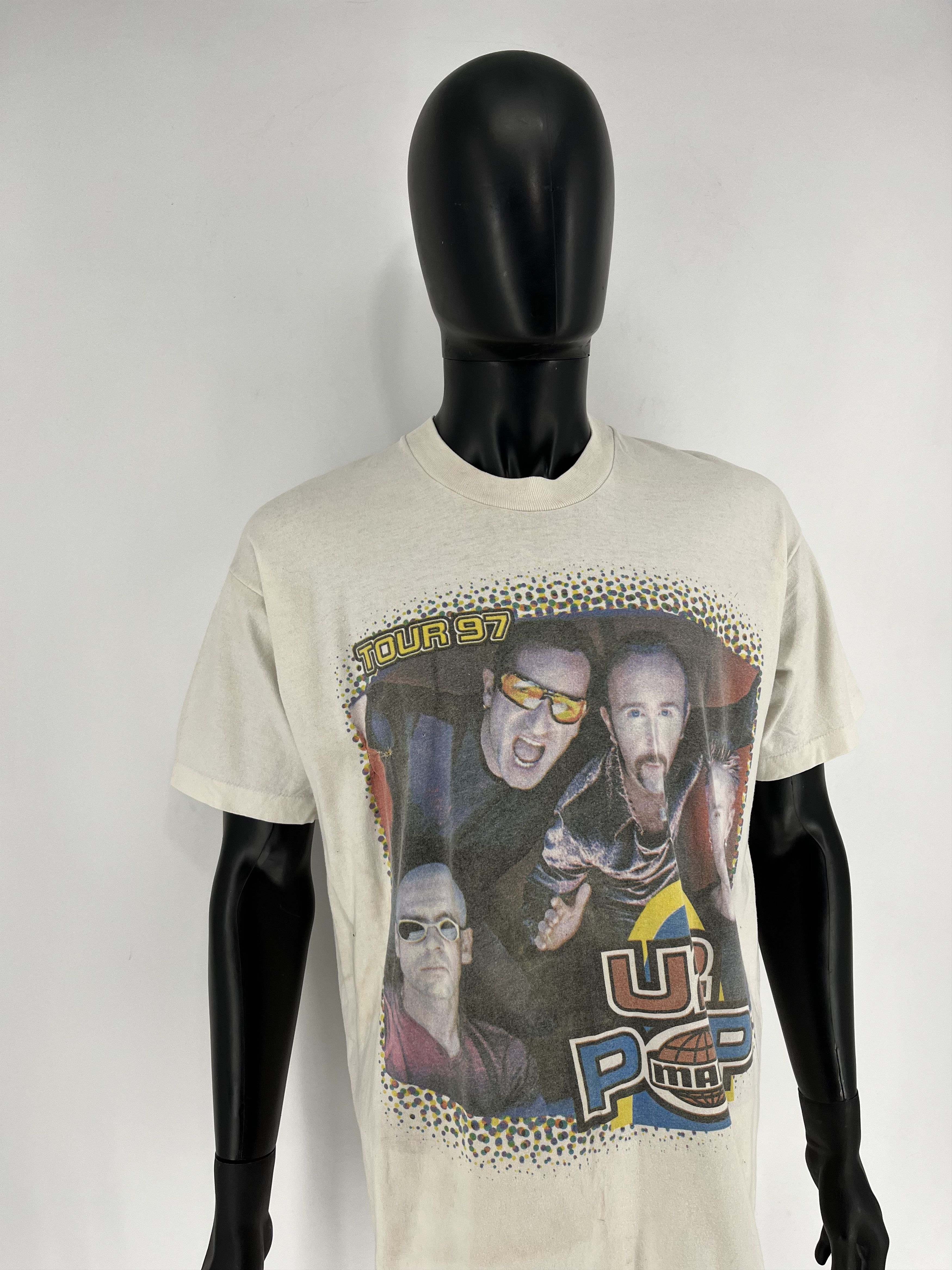 Band Tees Vintage U2 Pop Mart Concert Shirt Rock Band White Cotton 90s Size US XL / EU 56 / 4 - 3 Thumbnail