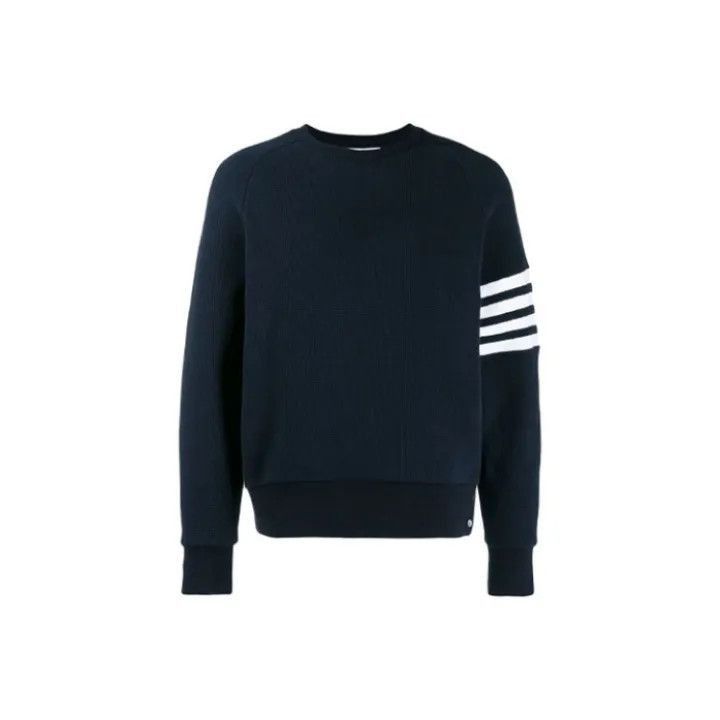 Thom Browne Thom Browne Navy Crewneck Sweatshirt with Stripes -2507 Size US M / EU 48-50 / 2 - 7 Thumbnail