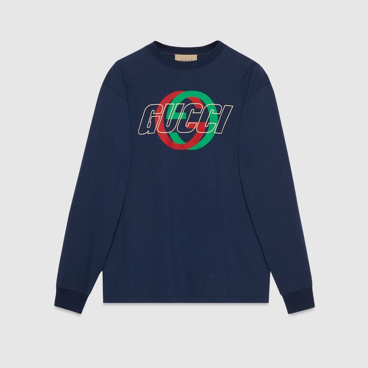 Gucci o1mt1gz0325 Cotton Jersey Long-Sleeved T-Shirt in Dark Blue Size US XS / EU 42 / 0 - 1 Thumbnail