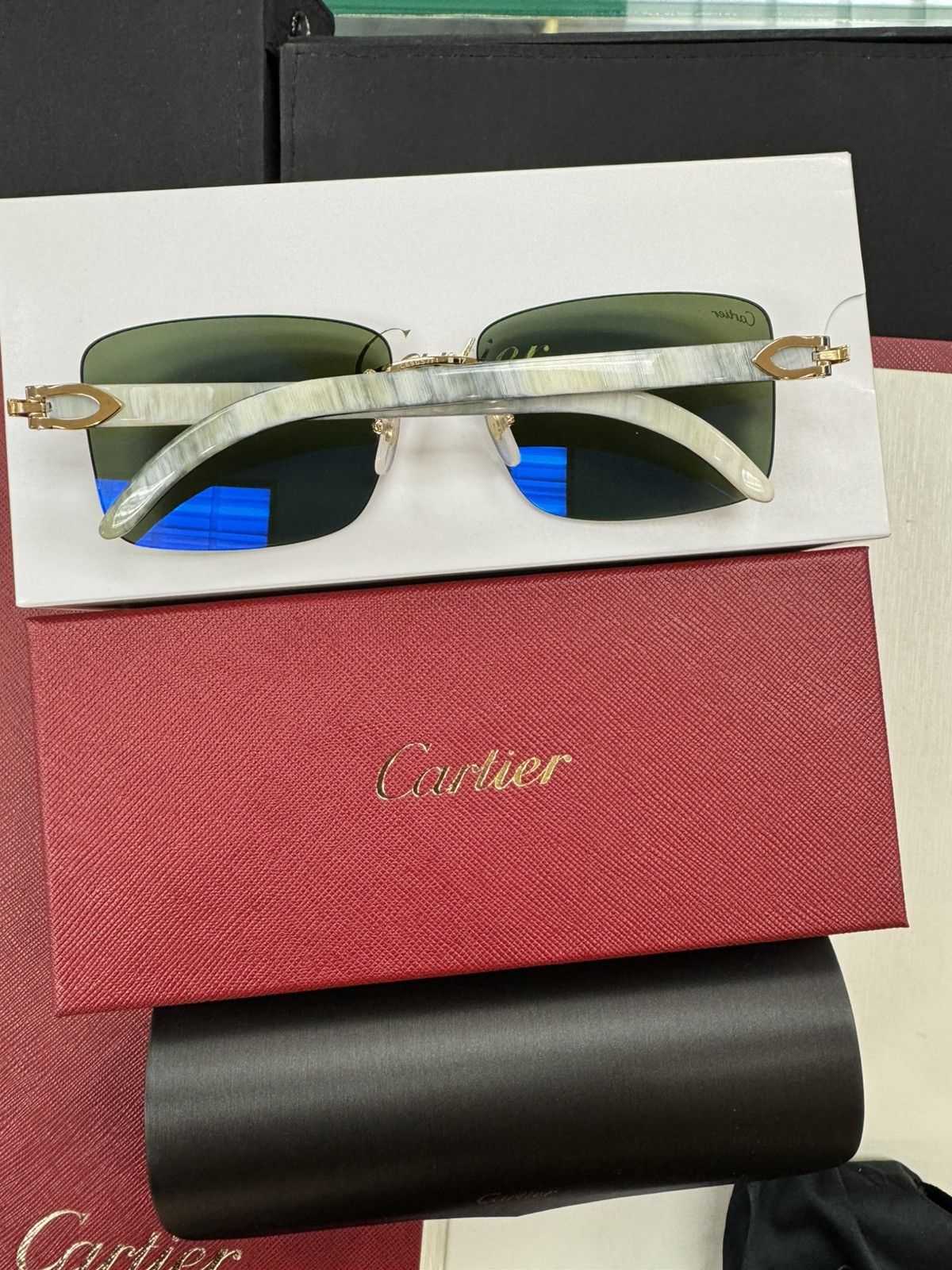Cartier White Buffalo Horn Sunglasses C Decor White Buffs Accessories