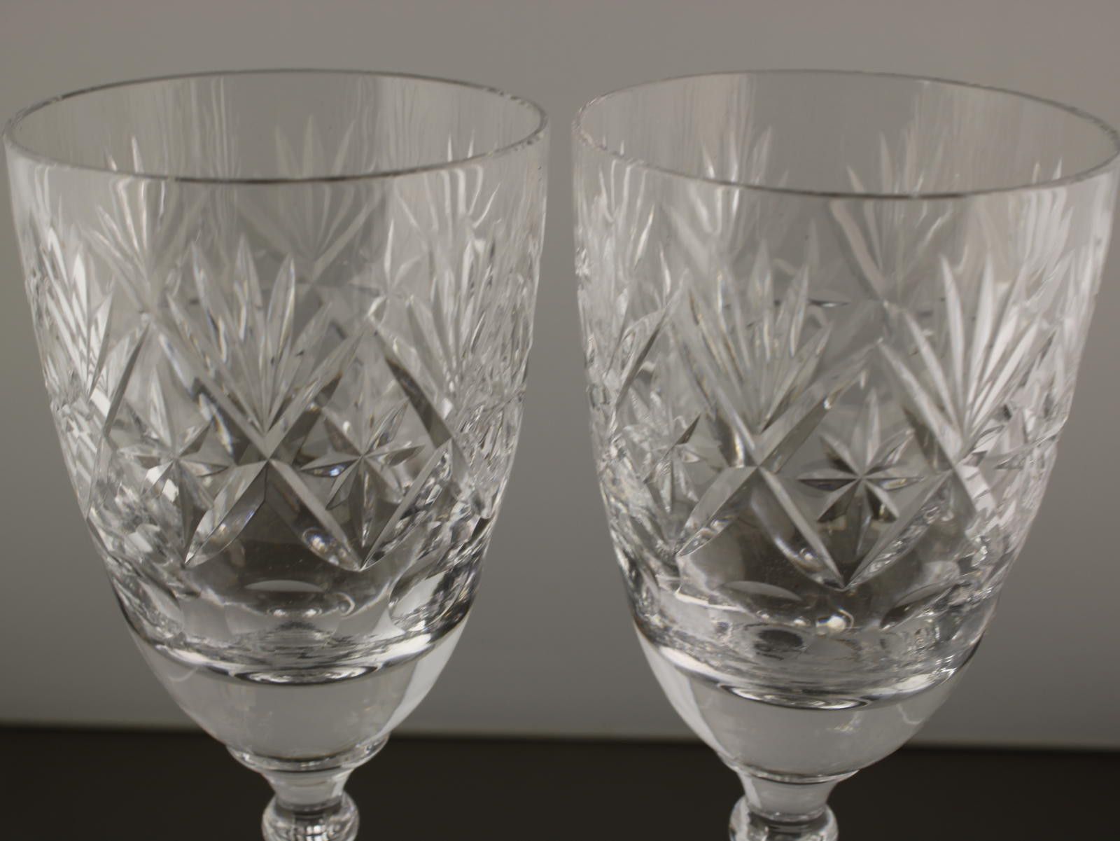 Unknown London Georgian Crystal Chatsworth Cut Set Of 2 Wine Glasses 6 1/8" Size ONE SIZE - 5 Thumbnail