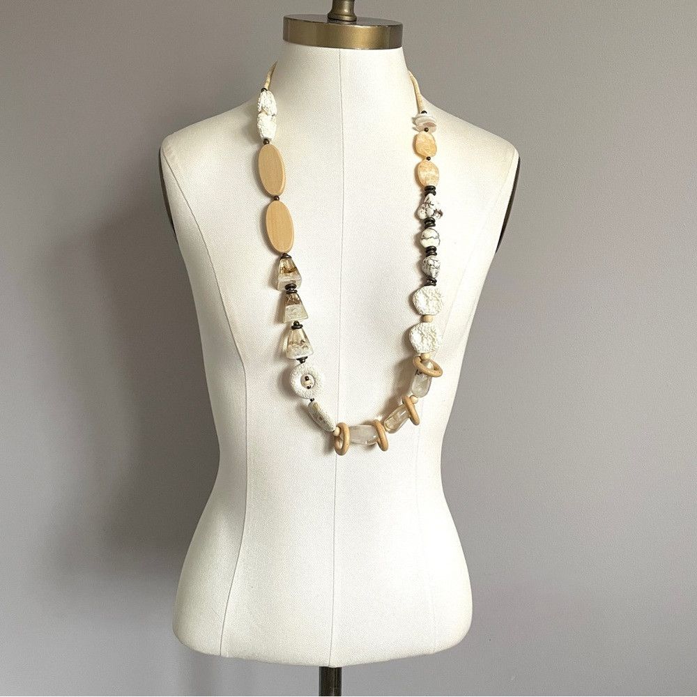 Vintage Vintage Treska Wood Coral Stone Bead Statement Necklace Size ONE SIZE - 2 Thumbnail