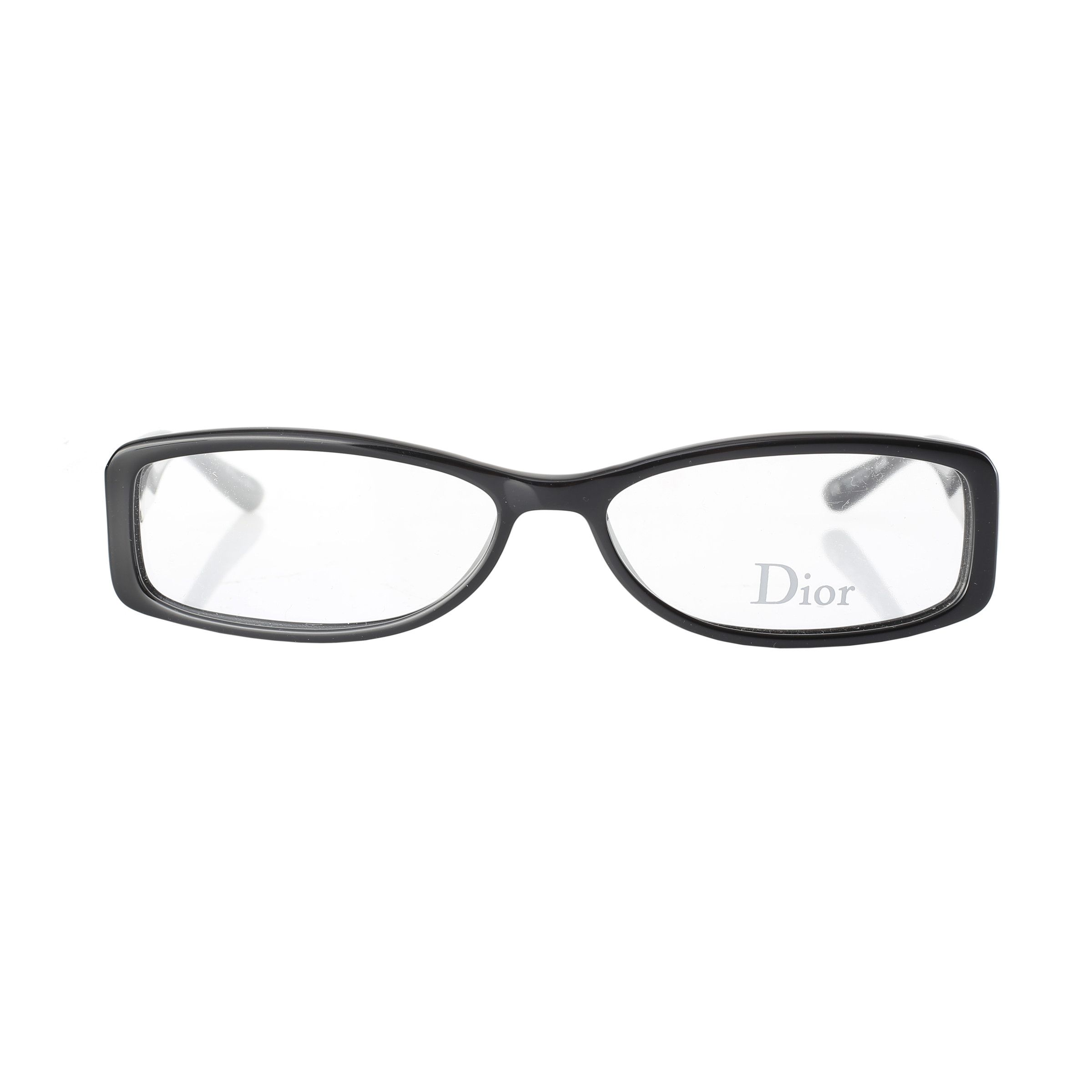 Christian Dior '90s Lock Detail Black Rectangular Glasses