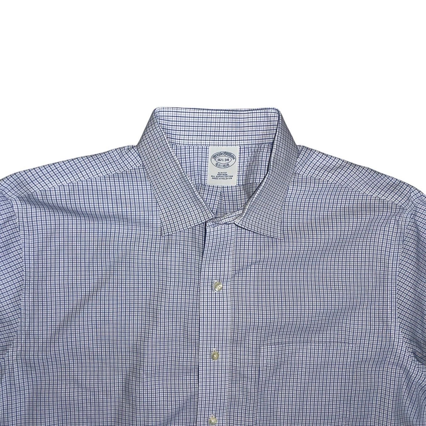Brooks Brothers Plaid Button Up long Sleeve Shirt Slim Fit Non Iron Career Size US XL / EU 56 / 4 - 3 Thumbnail