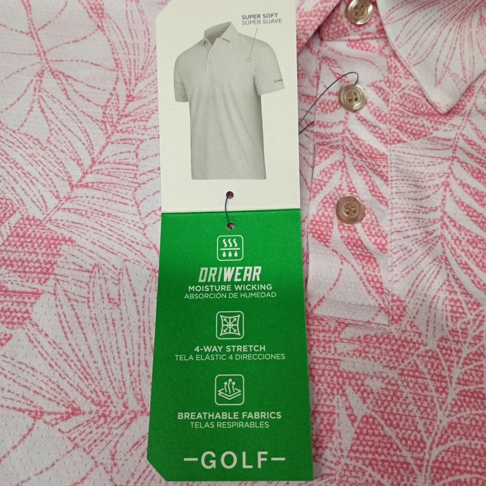 Chaps Chaps Printed Golf Polo Shirt Men's 2XL Pink 4-Way Stretch Size US XXL / EU 58 / 5 - 4 Thumbnail