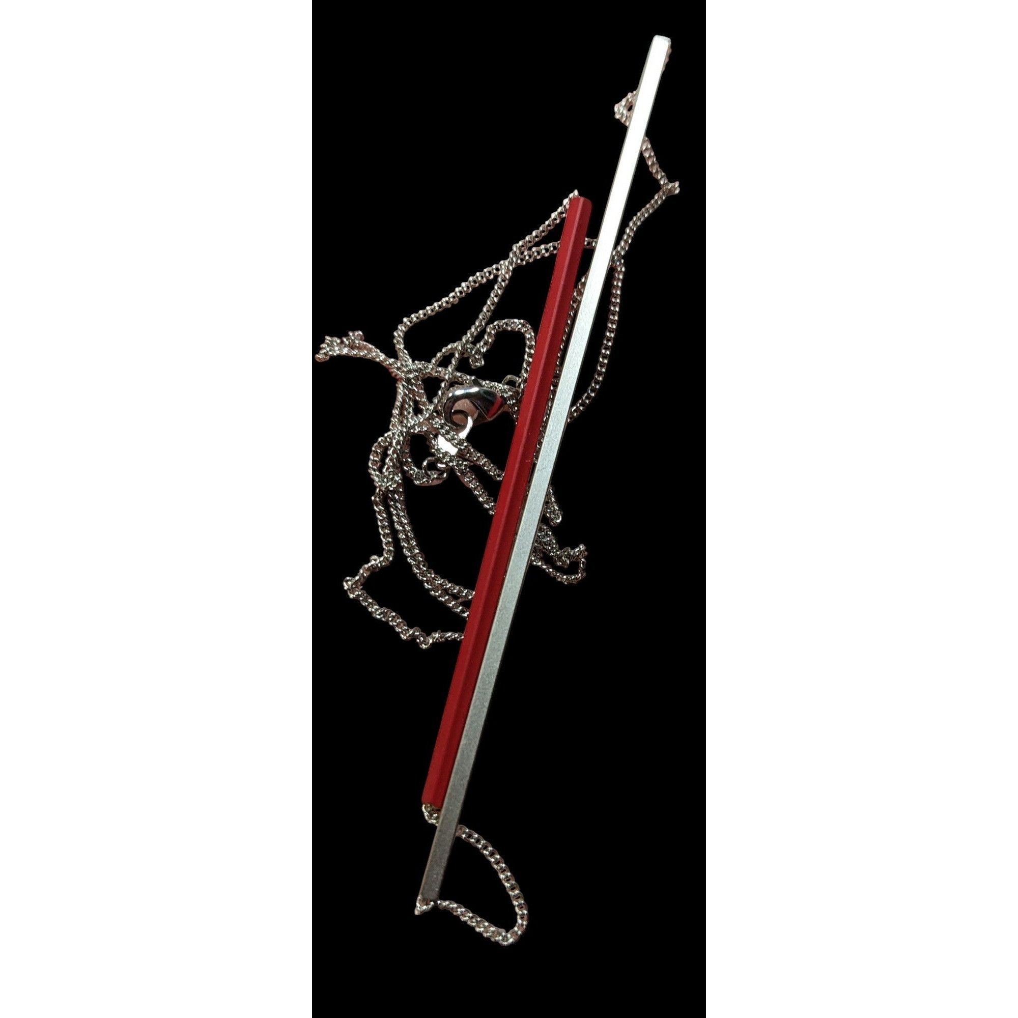Other Modern Abstract Red And Silver Tone Asymmetrical Tube On Cha Size ONE SIZE - 5 Thumbnail