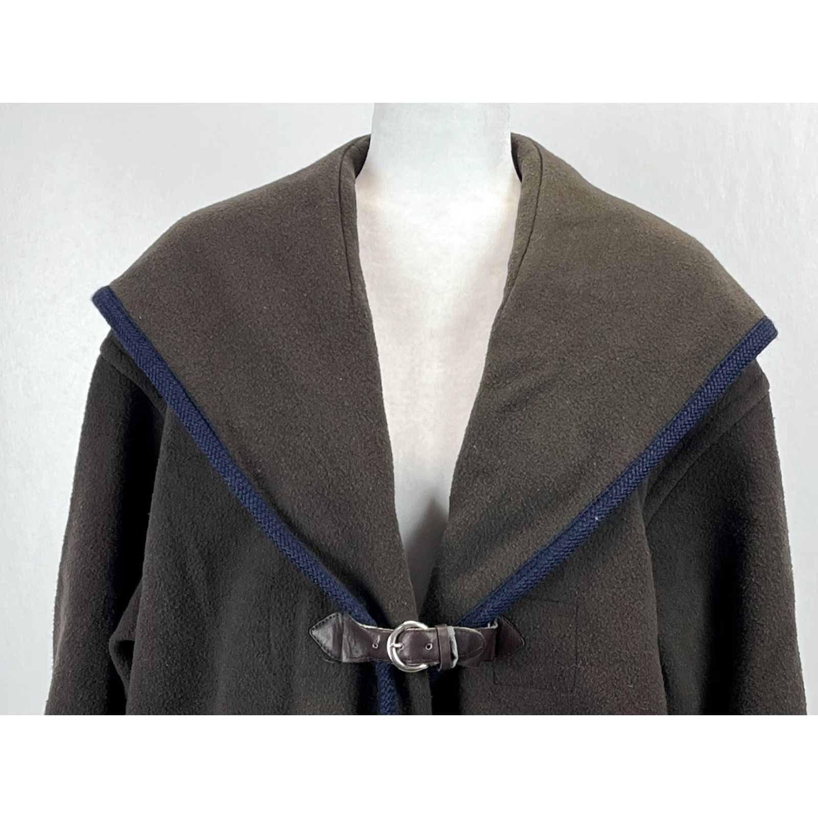 Vintage VINTAGE Unbranded Union Made Wool Coat Jacket 1X Plus Oversized Olive/Brown Buckle Hood Lined USA Women's Coat Size XL / US 12-14 / IT 48-50 - 5 Thumbnail