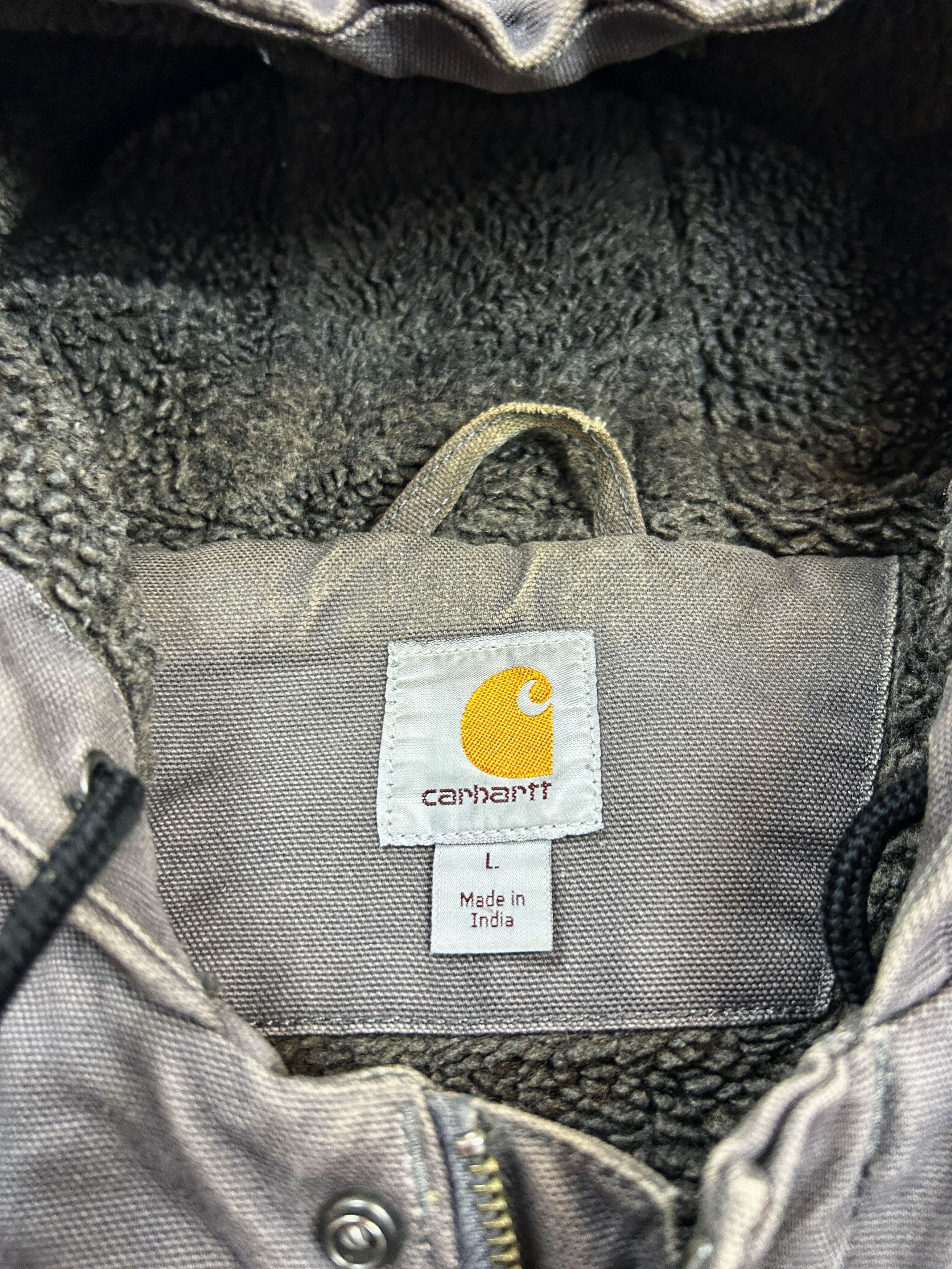 Carhartt Carhartt Hooded Duck Canvas Work Jacket Faded Distressed Size US L / EU 52-54 / 3 - 14 Thumbnail