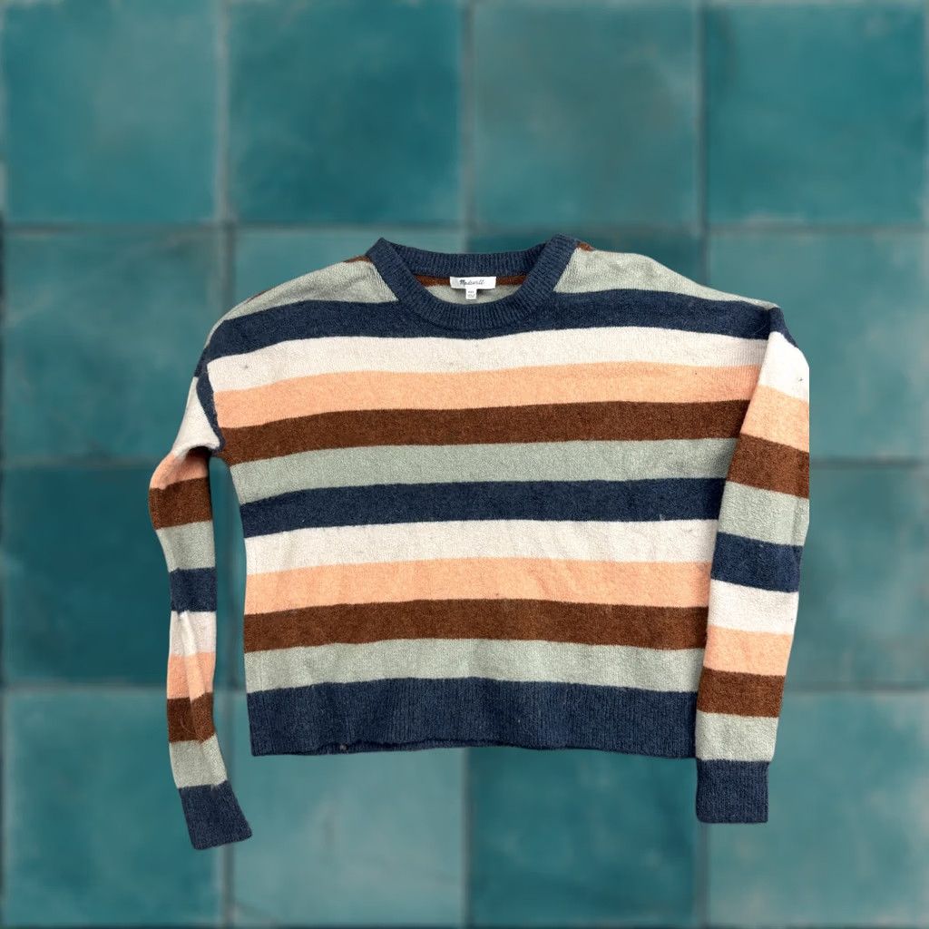 Madewell Madewell Sweater Womens XXS Multicolor Stripe Crew Neck Wool Blend Pullover Size XXS / US 00 / IT 34 - 1 Thumbnail