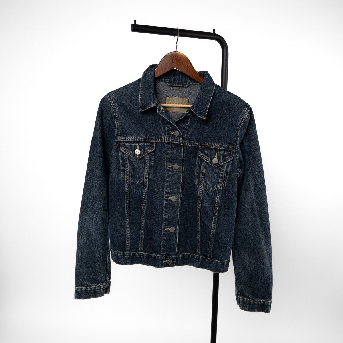 Massimo Dutti Massimo Dutti Womens Vintage Navy Denim Jacket Button Front Size M / US 6-8 / IT 42-44 - 1 Thumbnail