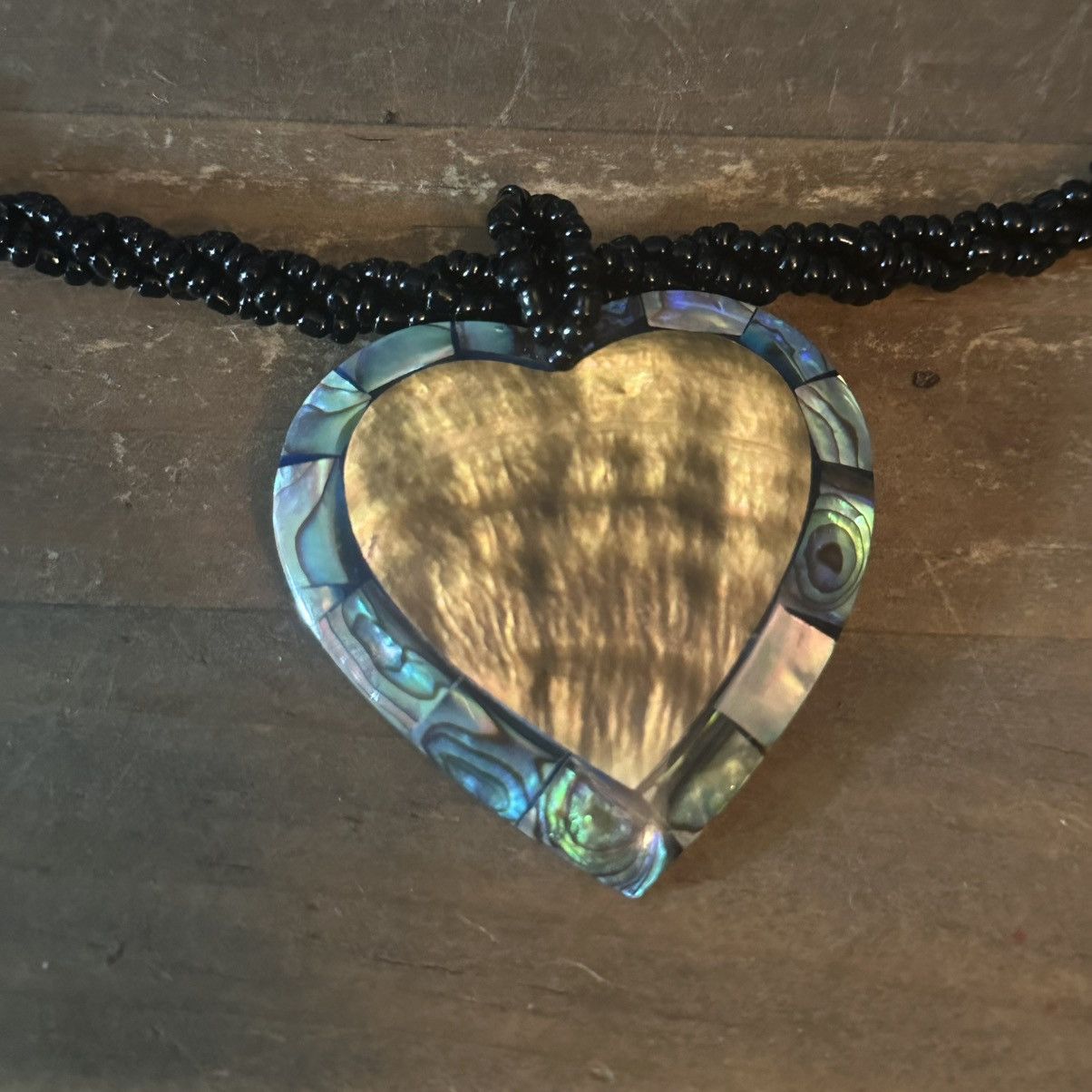 Other Vintage twisted bead mosaic abalone heart pendant necklace Size ONE SIZE - 3 Thumbnail