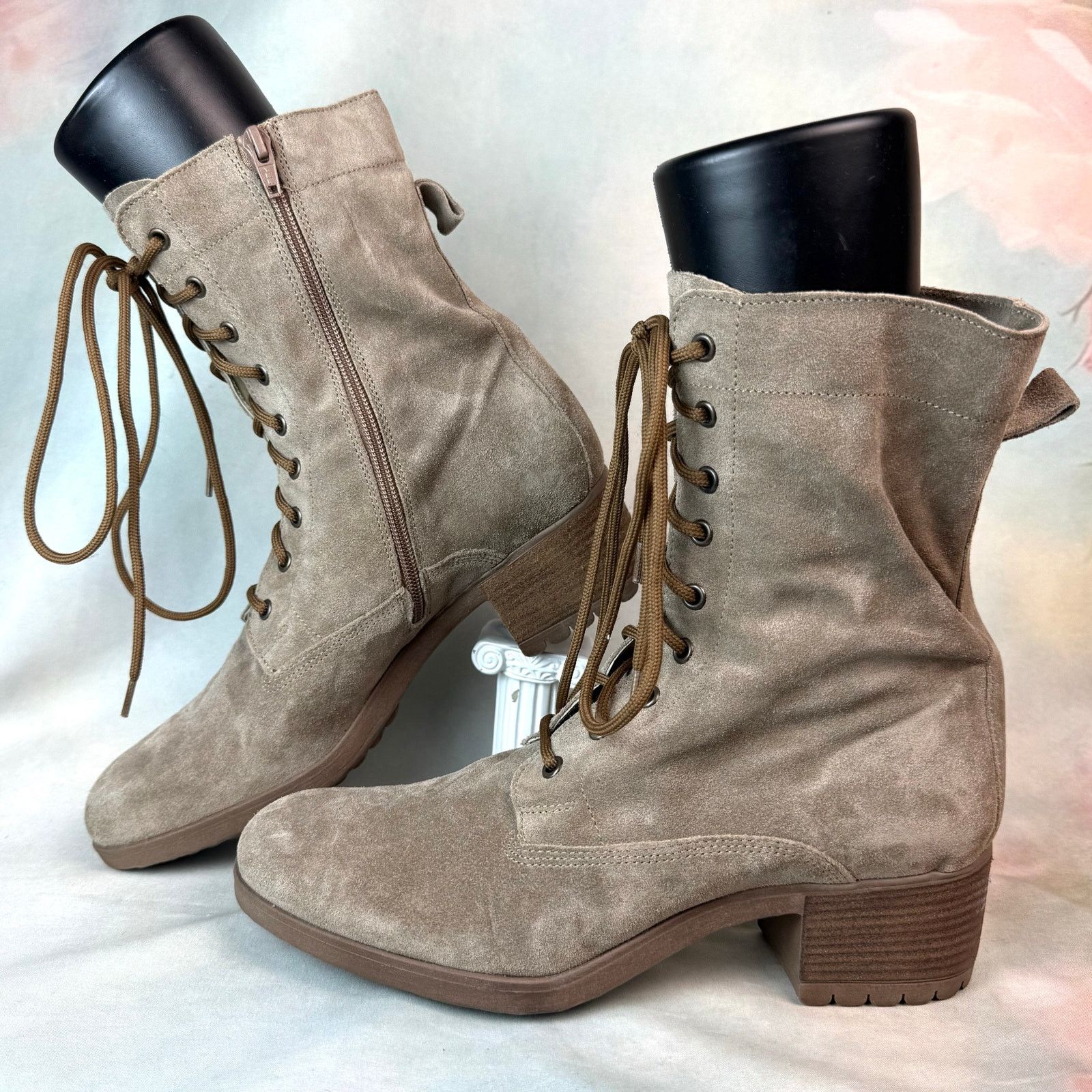 Other Celtic & Co Block Heel Sand Derby Suede Leather Boots Size US 10 / IT 40 - 3 Thumbnail
