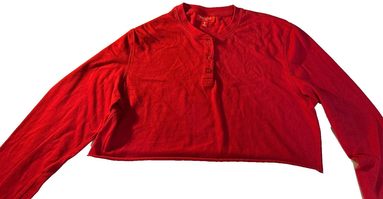 Macys Crimson Crop Henley Women’s Soft Cotton Long Sleeve Tee Size M / US 6-8 / IT 42-44 - 1 Thumbnail