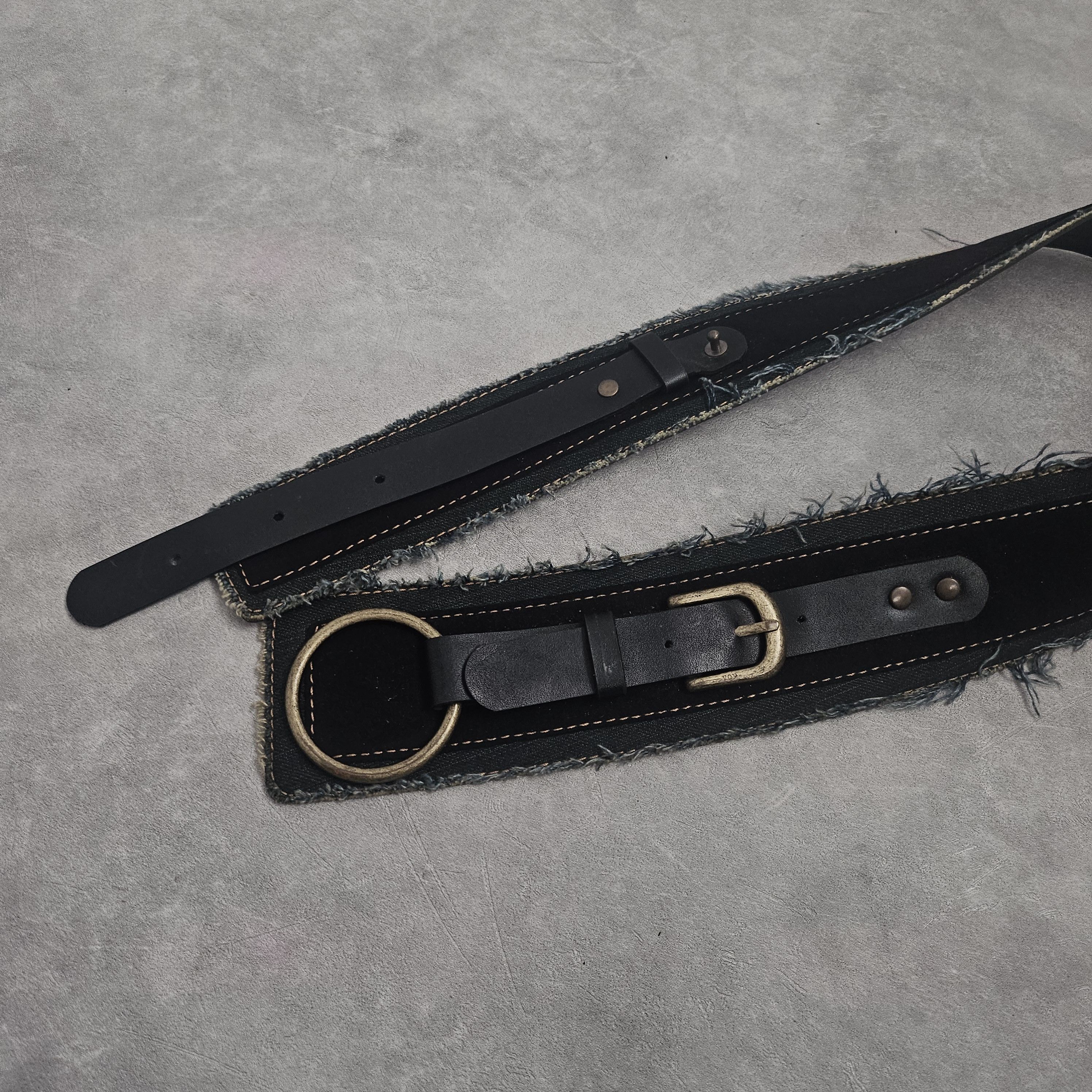Japanese Brand Black Distressed denim Voice of voice belt Size ONE SIZE - 3 Thumbnail
