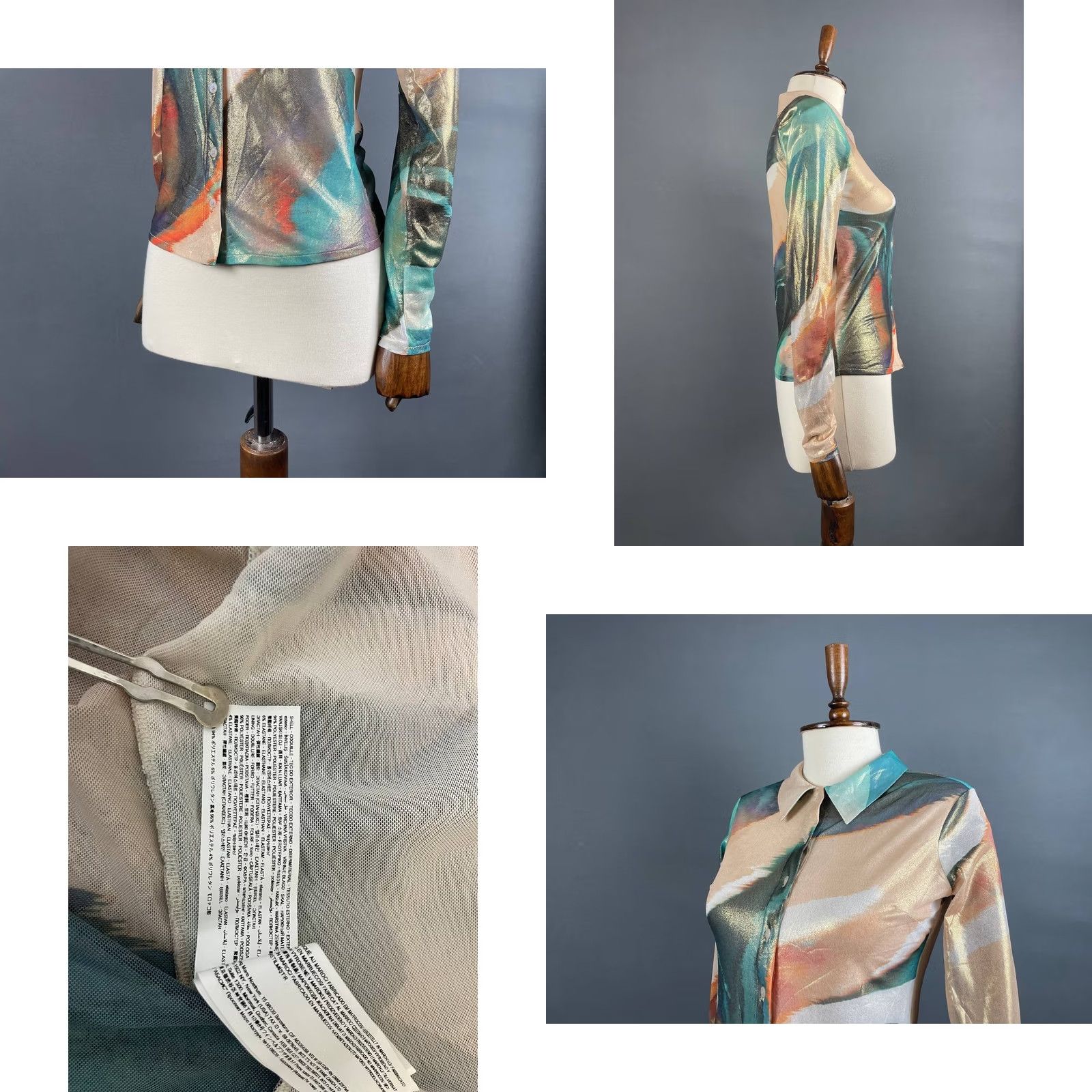 Desigual Desigual Blouse Shirt Women's XL Multicolor Abstract Print Polyester Button-Up Collared Casual Sleeve Size XL / US 12-14 / IT 48-50 - 8 Thumbnail